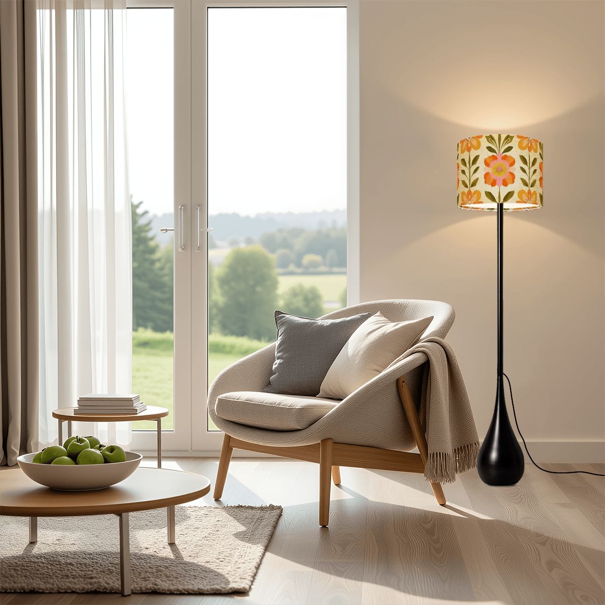 Scandinavian Modern Danish Floral Teardrop Floor Lamp, Mid Century Ret ...