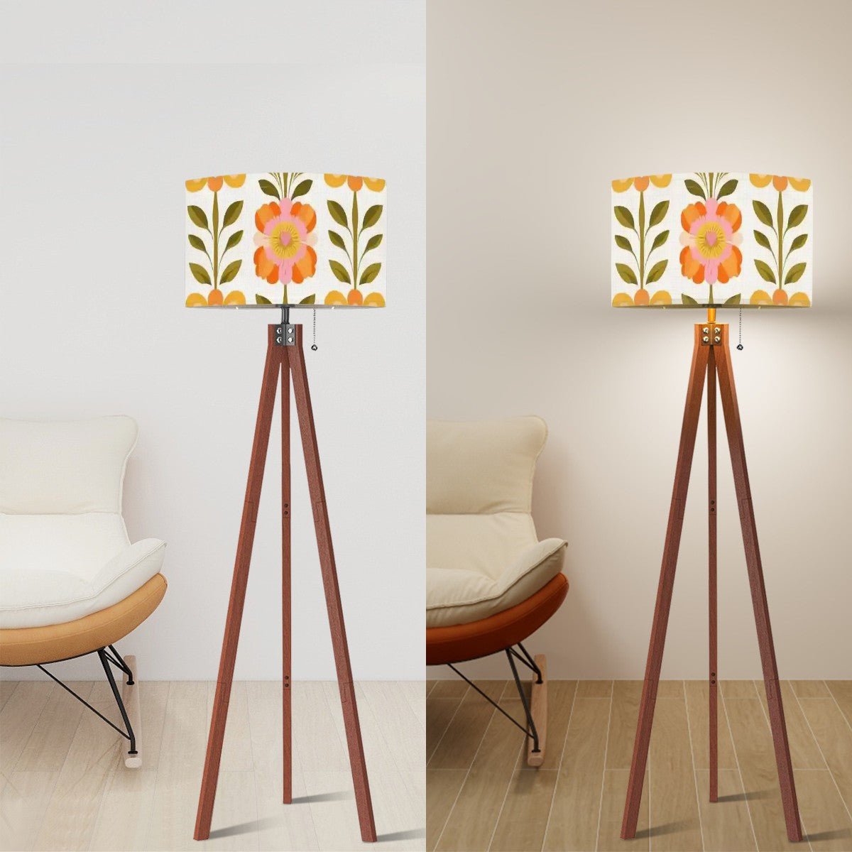 Kate McEnroe New York Scandinavian Modern Danish Floral Tripod Lamp Shade, Mid Century Drum ShadeLamp Shadesp5qaQlTDRB