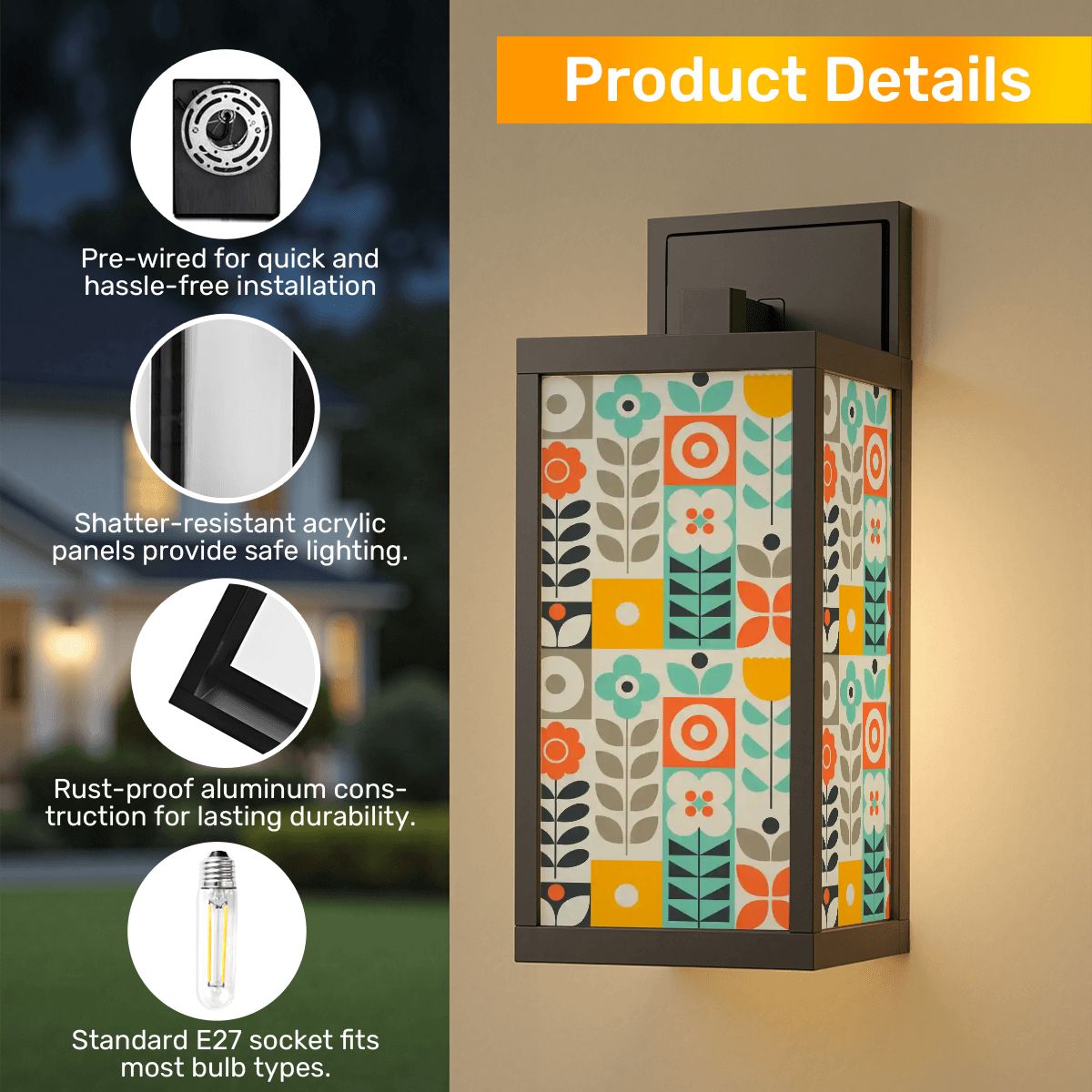 Kate McEnroe New York Scandinavian Nordic Floral Wall Sconce, Mid Century Modern Garden Light, Retro 50s Patio AccentOutdoor Wall Lights3q8kSdGDpJ