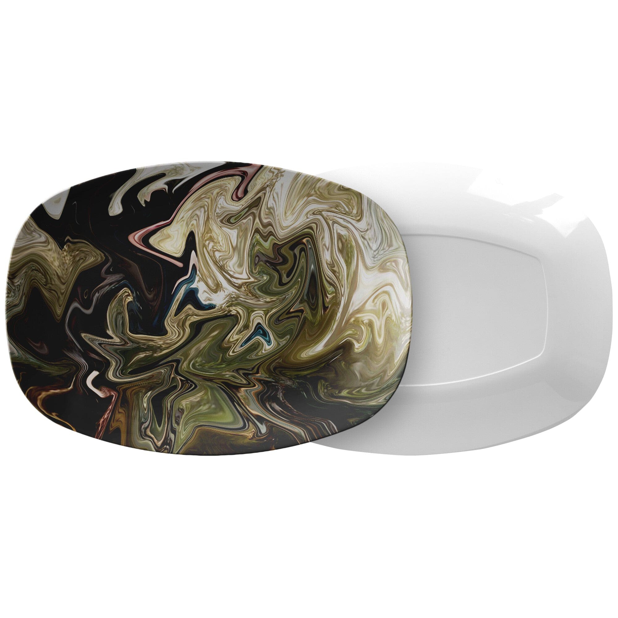 Kate McEnroe New York Serving Platter in Abstract Green Liquid Marble PrintServing Platters9727