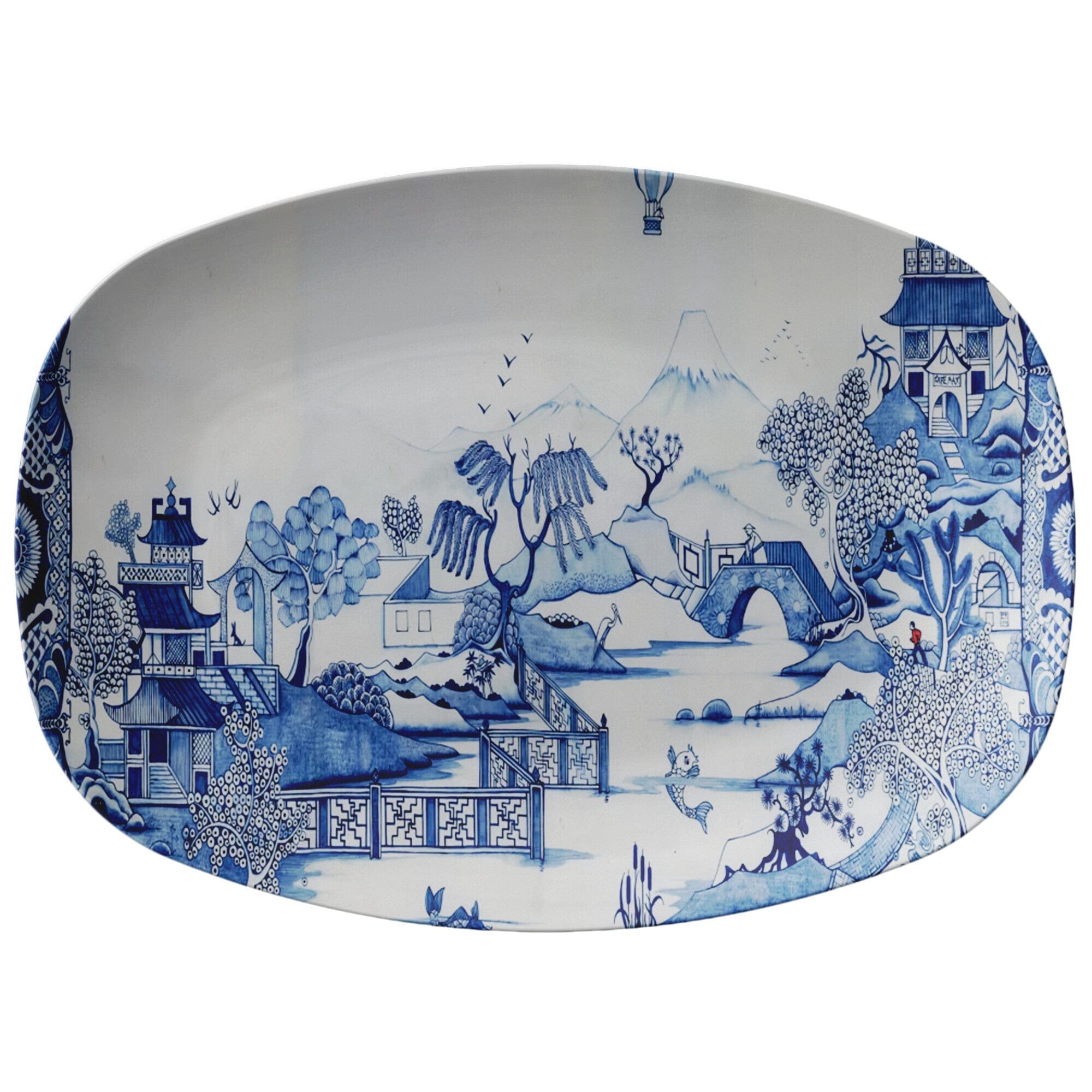 Kate McEnroe New York Serving Platter in Blue Willow ChinoiserieServing Platters9727