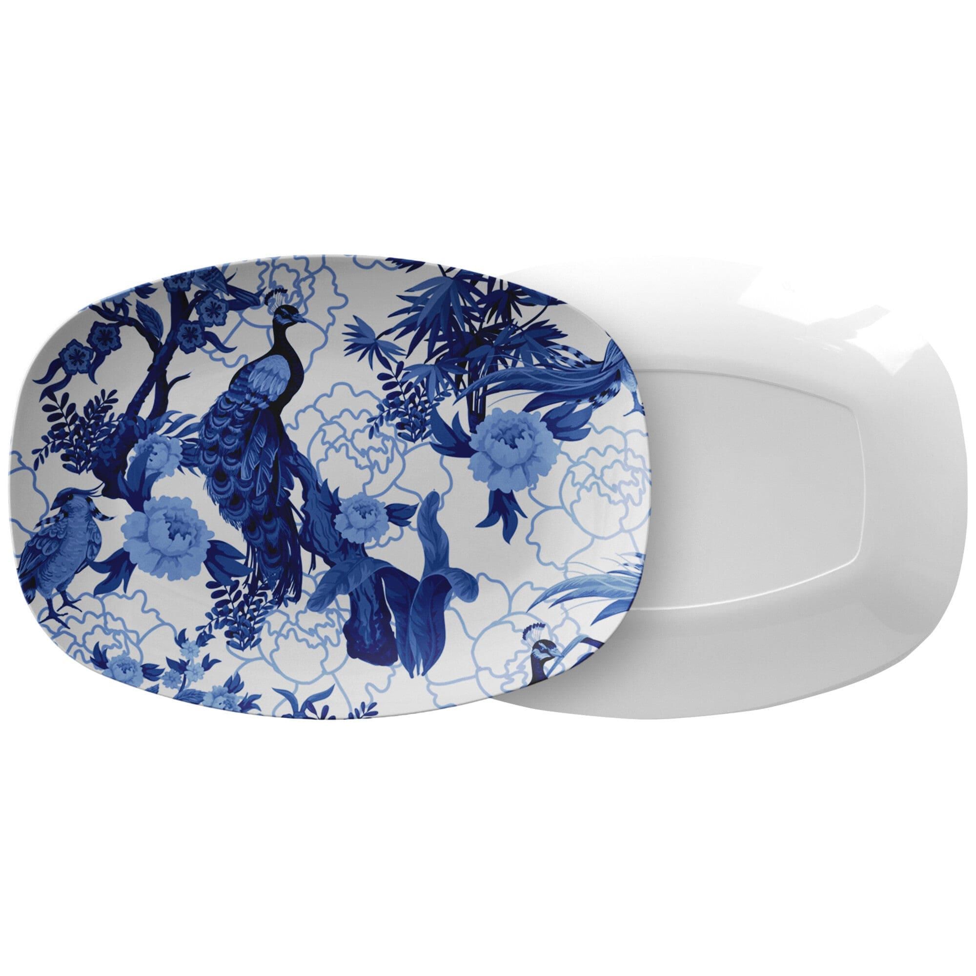 Kate McEnroe New York Serving Platter in Elegant Chinoiserie Floral PeacockServing Platters9727