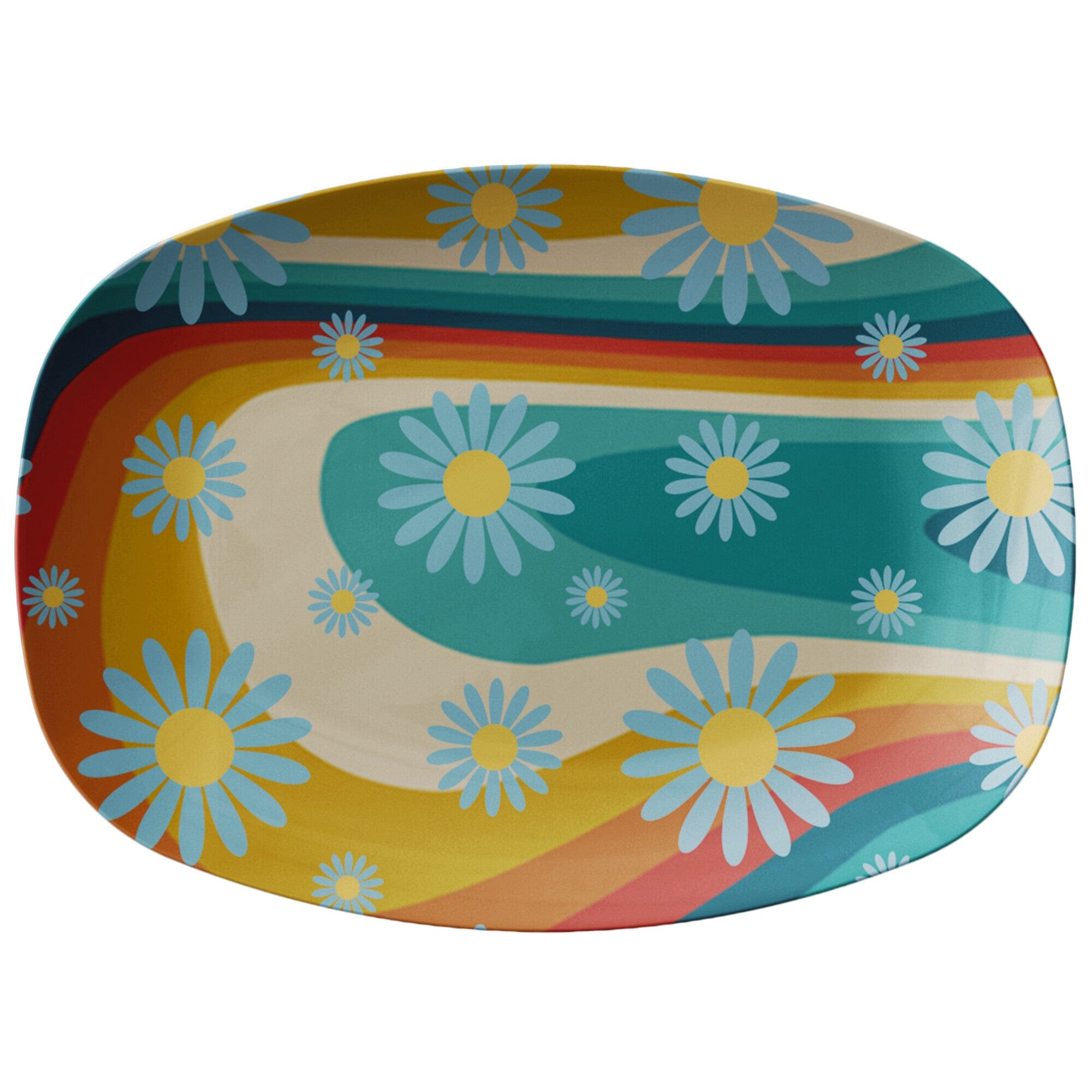 Kate McEnroe New York Serving Platter in Mid Century Modern Rainbow DaisyServing Platters9727