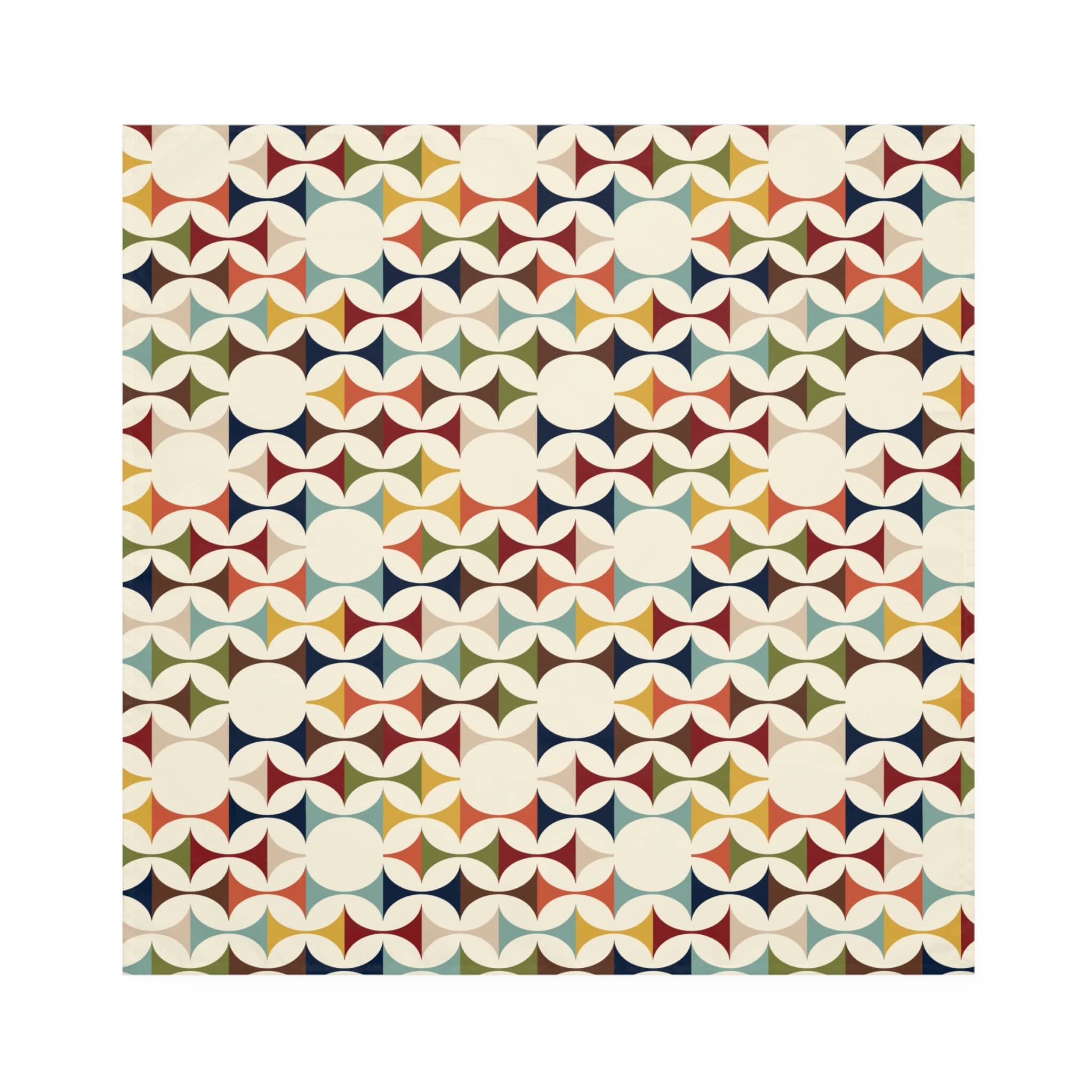 Kate McEnroe New York Set of 4 Mid Century Modern Retro Geometric Napkins, 50s MCM Cream, Teal, Mustard, and Rust Table LinensNapkins80001128031921786195
