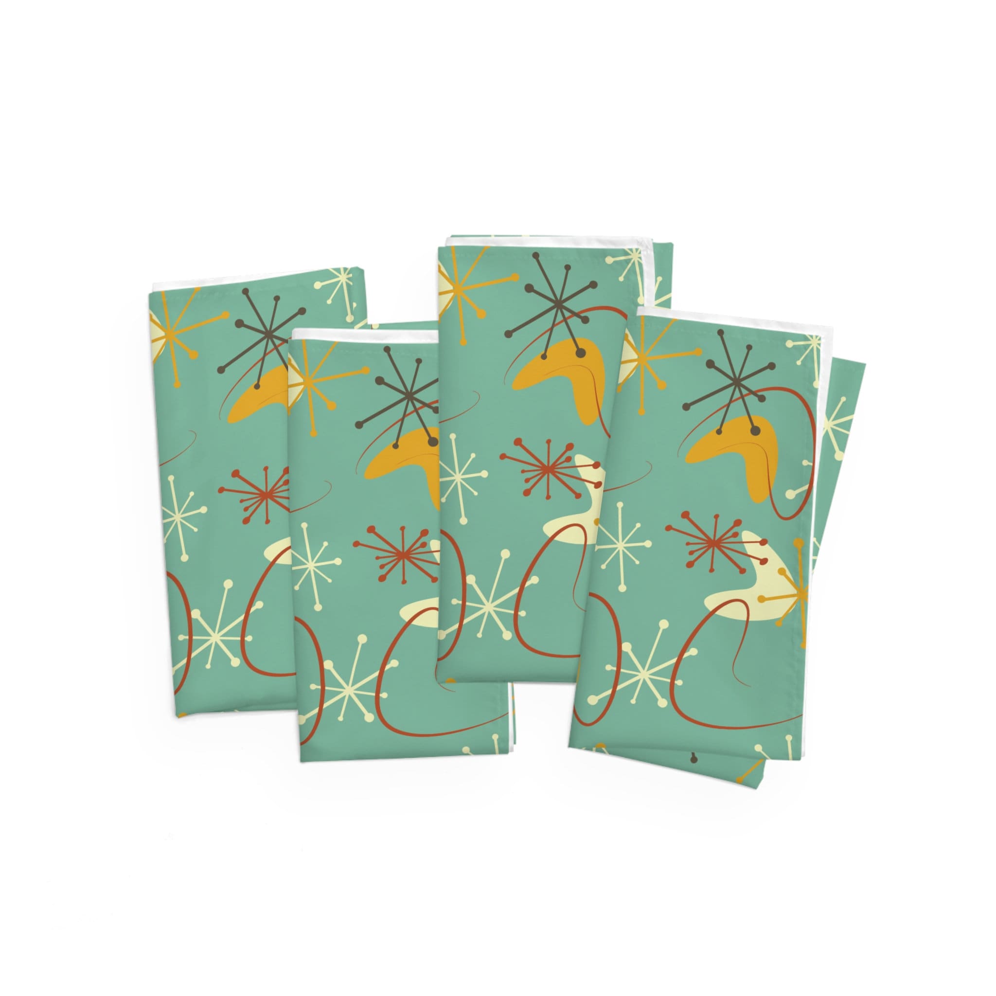 Kate McEnroe New York Set of 4 Retro Cloth Dinner Napkins, Mid Century Modern Atomic Boomerang Starburst Table Linens - KM13529723Napkins19090851418470698911