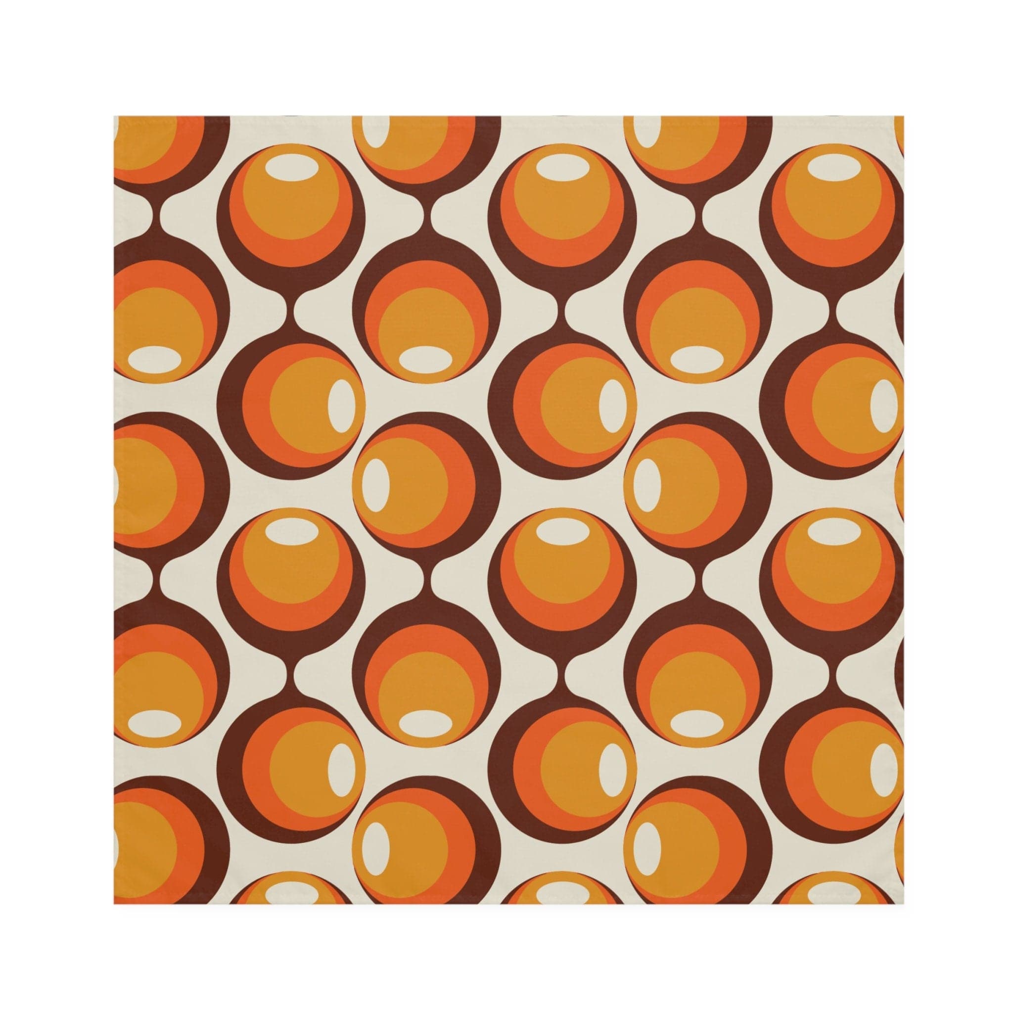 Kate McEnroe New York Set of 4 Retro Orbs Napkins, Groovy Atomic Age Style, Orange, Brown, Yellow Mid Century Modern LinensNapkins31699664436463770159