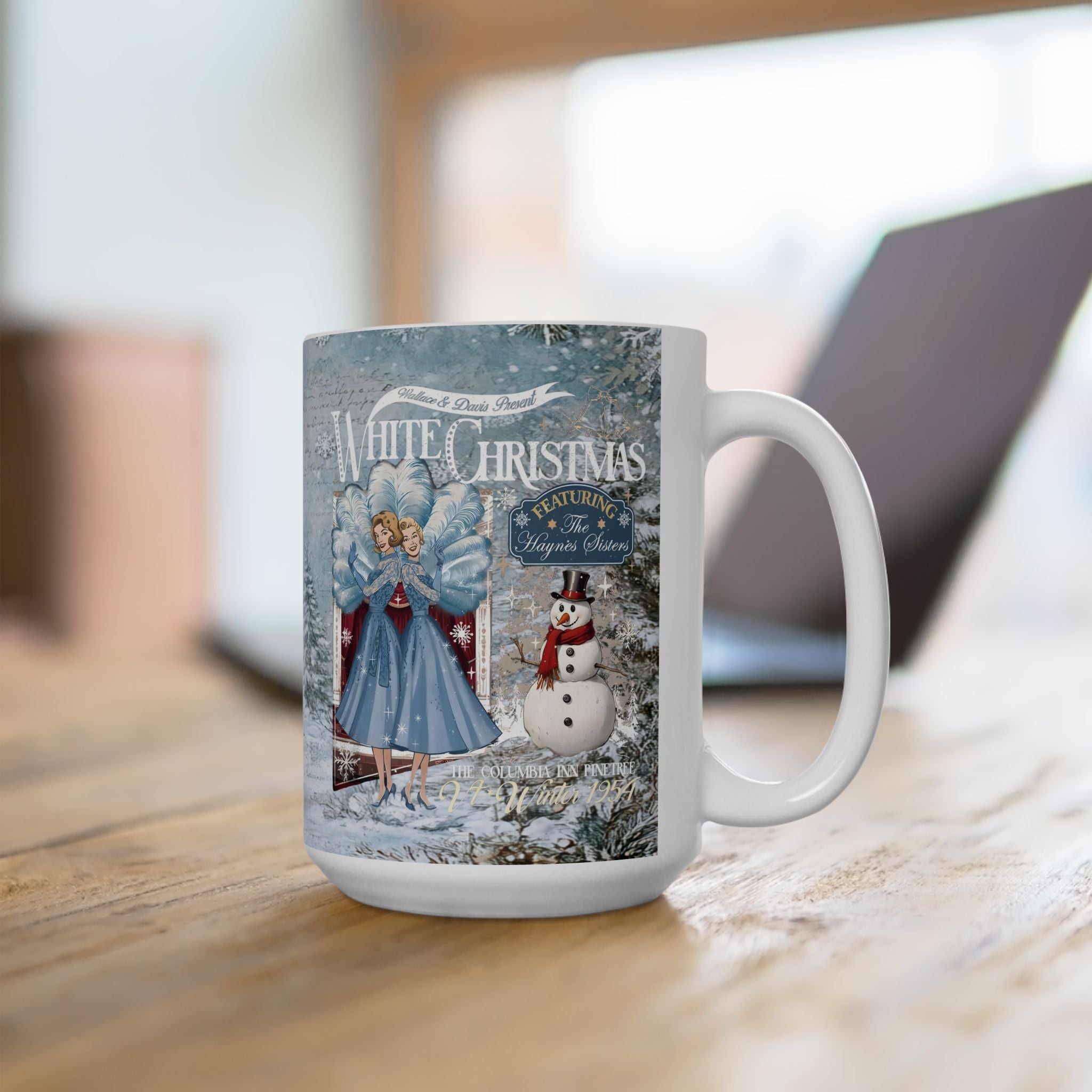Kate McEnroe New York Sisters Sisters White Christmas Mug, Wallace And Davis Haynes Sisters, Classic Holiday Movie Coffee Cup, Vintage Style Christmas GiftMugs91811489039063715058