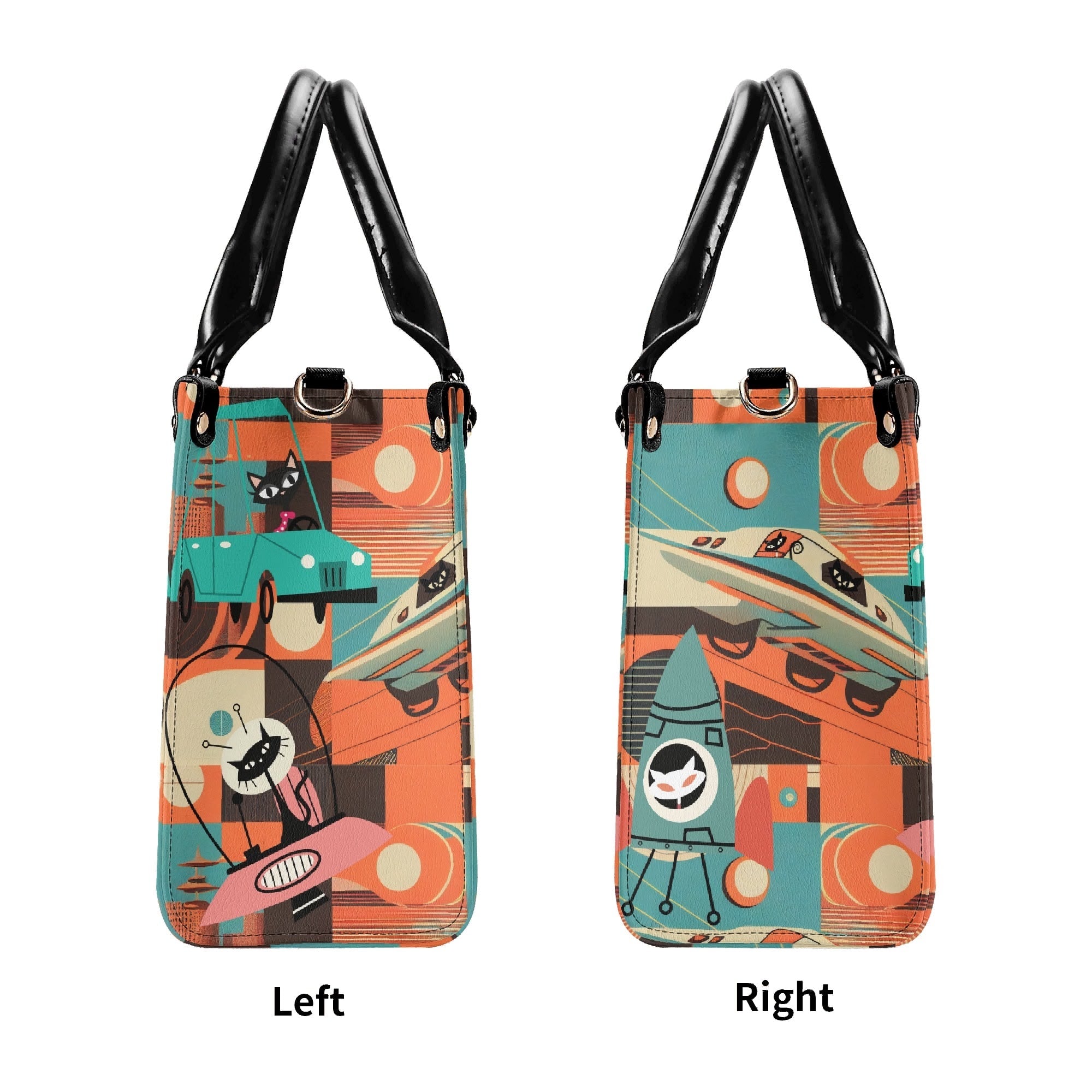 Kate McEnroe New York Sputnik Space Age Atomic Cat Handbag, Mid Century Modern Retro Futuristic Satchel, 50s Kitsch Rocket PurseHandbagsWDX3LO5N - 4