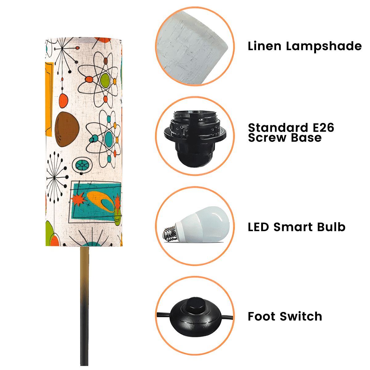 Kate McEnroe New York Sputnik Starburst MCM Tall Floor Lamp, Atomic Space Age Retro LightingFloor LampsCISzYHDWSR