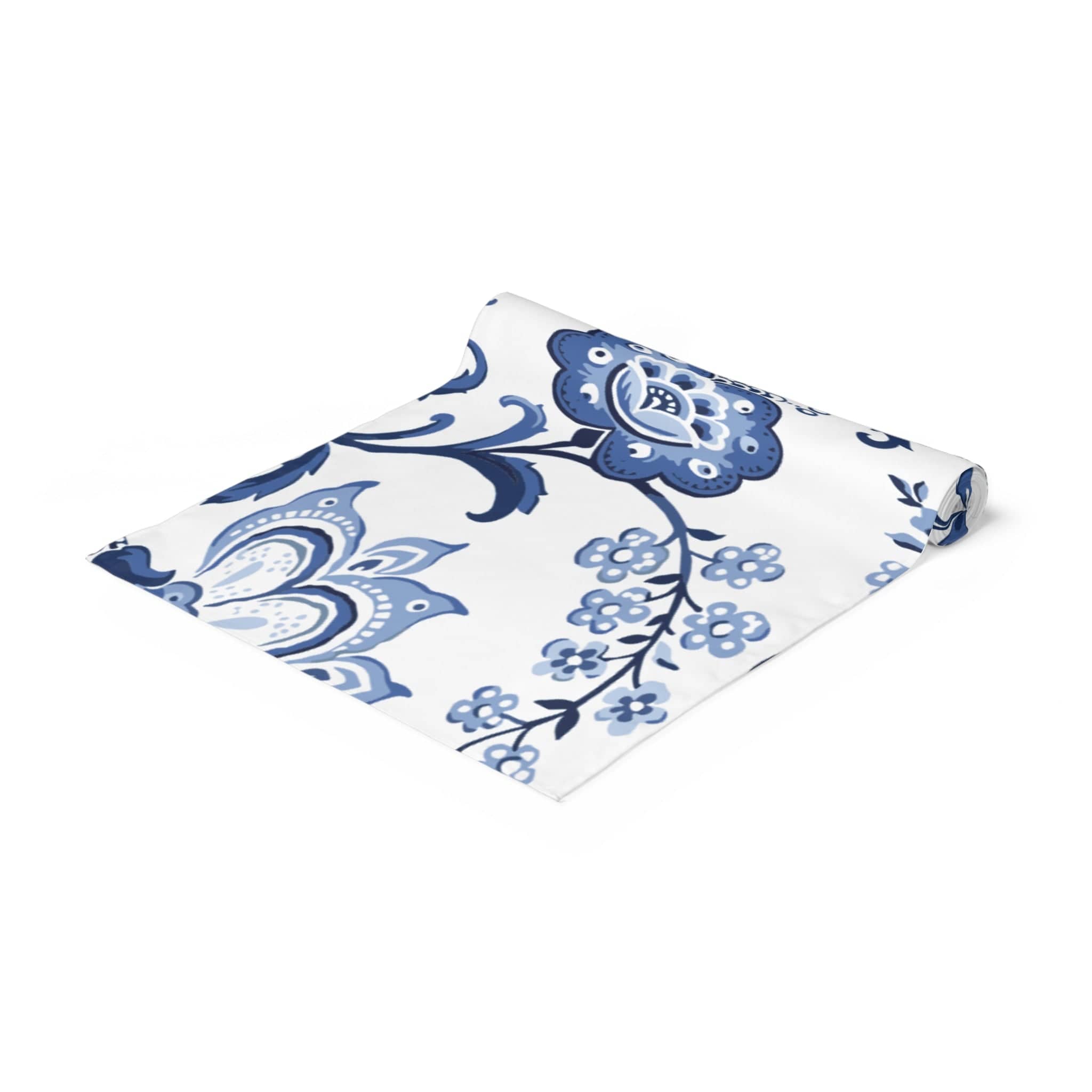 Kate McEnroe New York Table Runner in Luxury Blue and White Floral ChinoiserieTable Runners15789312684118735913
