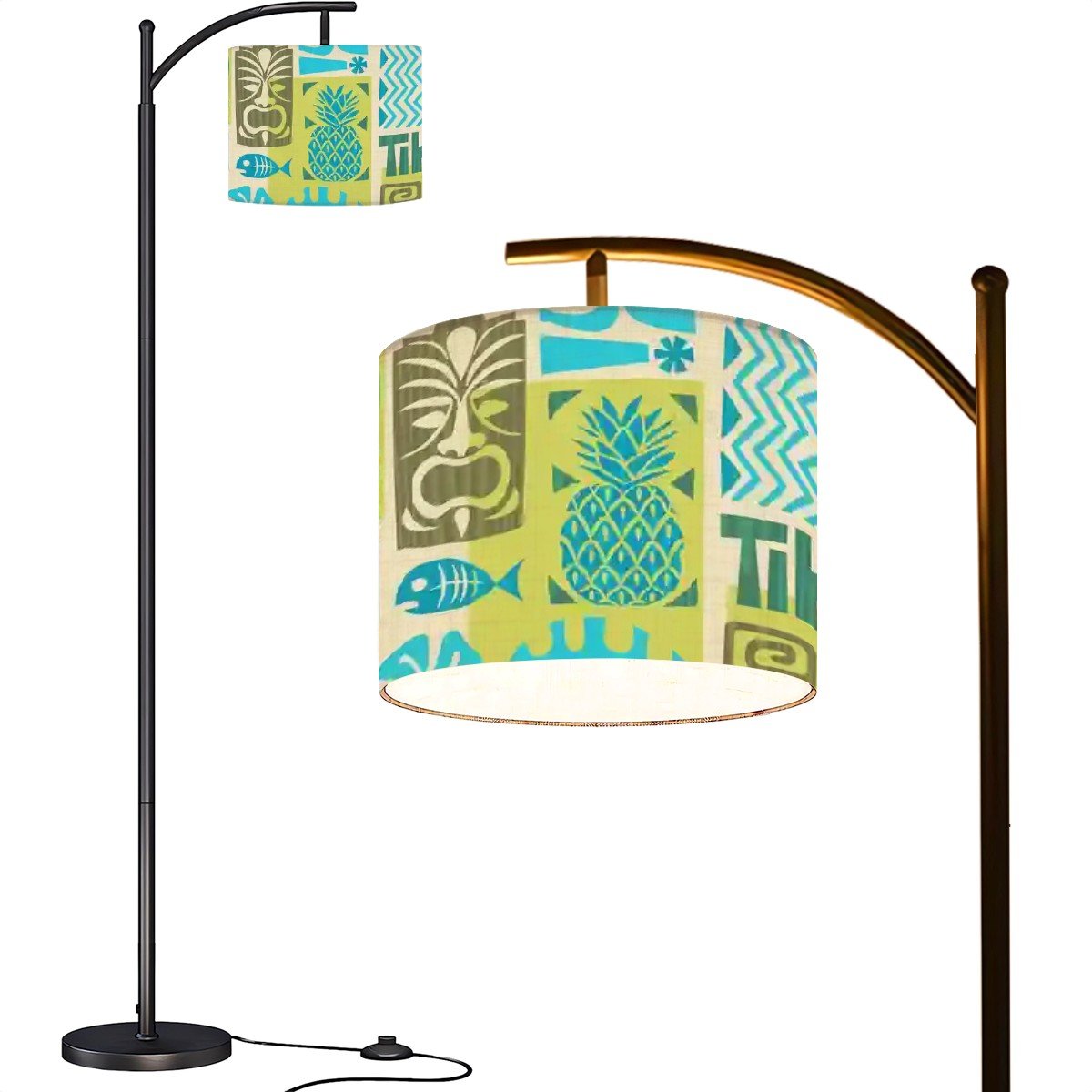 Tiki Arc Floor Lamp, Mid Century Modern Green Blue Retro Hawaiian Ligh ...