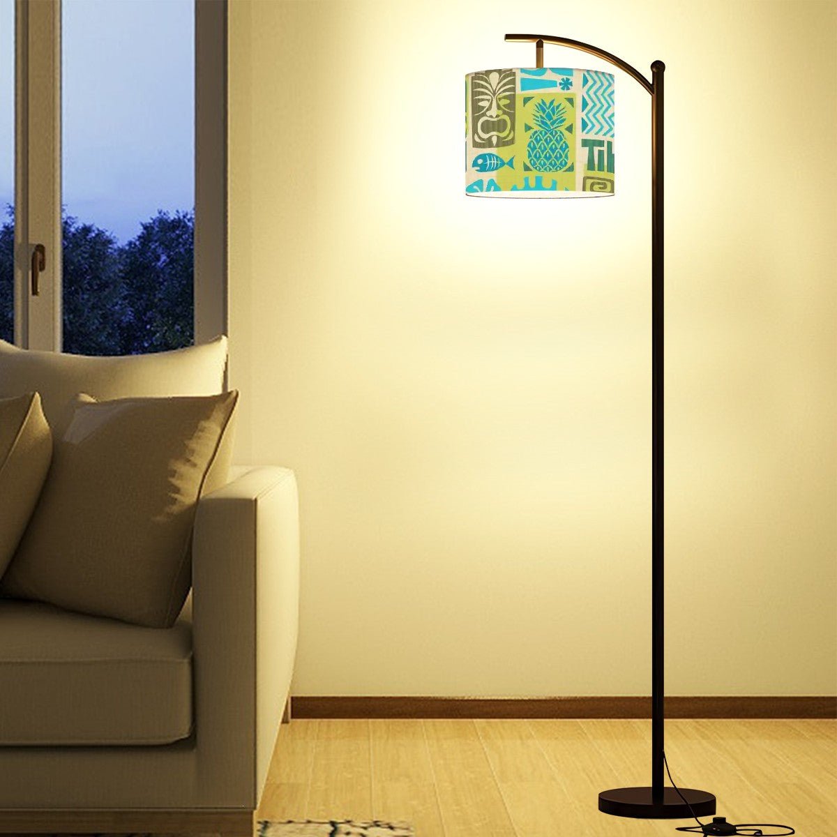 Kate McEnroe New York Tiki Arc Floor Lamp, Mid Century Modern Green Blue Retro Hawaiian LightingFloor Lampsa0Q5TXuFYL
