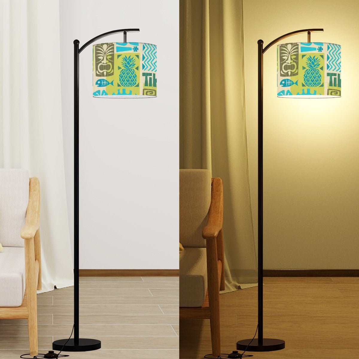 Kate McEnroe New York Tiki Arc Floor Lamp, Mid Century Modern Green Blue Retro Hawaiian LightingFloor Lampsa0Q5TXuFYL