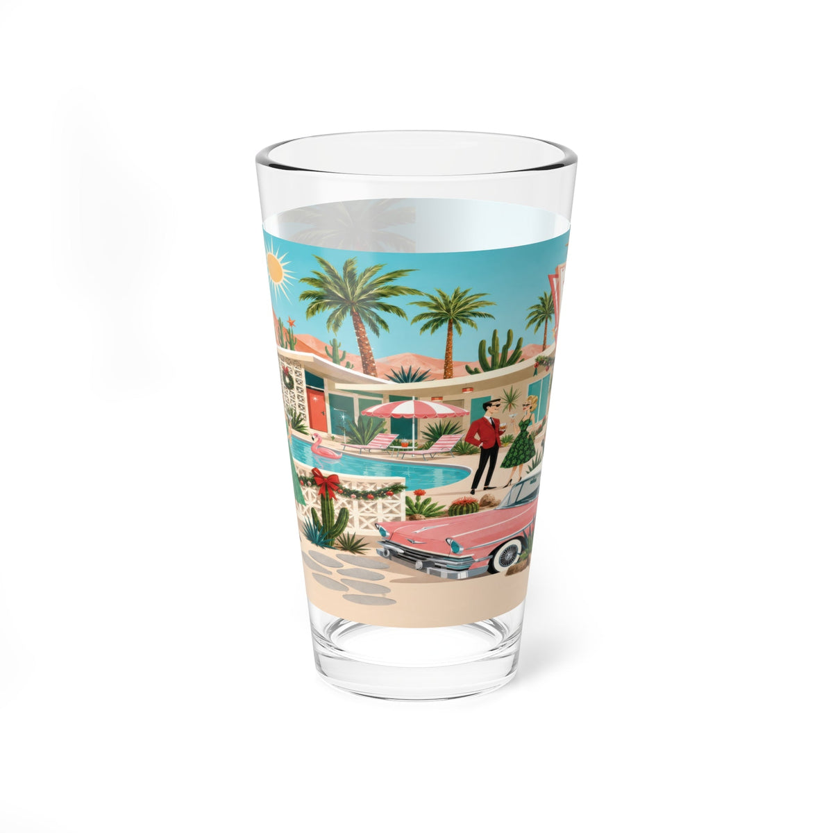 Kate McEnroe New York Tinsel Palms Motel Palm Springs 50s Christmas Mid Century Pint GlassPint Glasses36856450728997495365