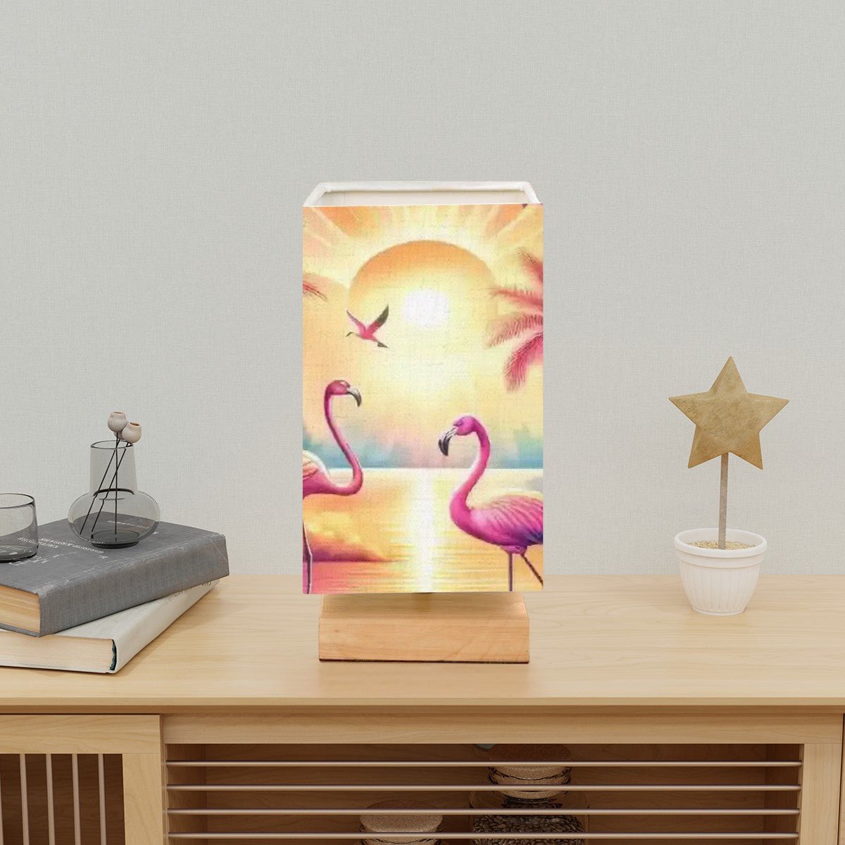 Kate McEnroe New York Tropical Flamingo Jungle Table Lamp, Retro Sunset Palm Accent, Vintage Vacation LightTable LampsZudFSg6zk8