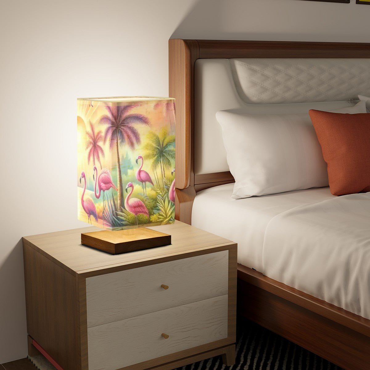 Kate McEnroe New York Tropical Flamingo Jungle Table Lamp, Retro Sunset Palm Accent, Vintage Vacation LightTable LampsZudFSg6zk8