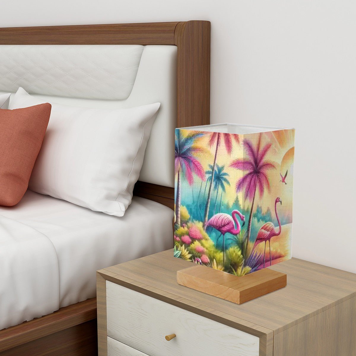 Kate McEnroe New York Tropical Flamingo Jungle Table Lamp, Retro Sunset Palm Accent, Vintage Vacation LightTable LampsZudFSg6zk8