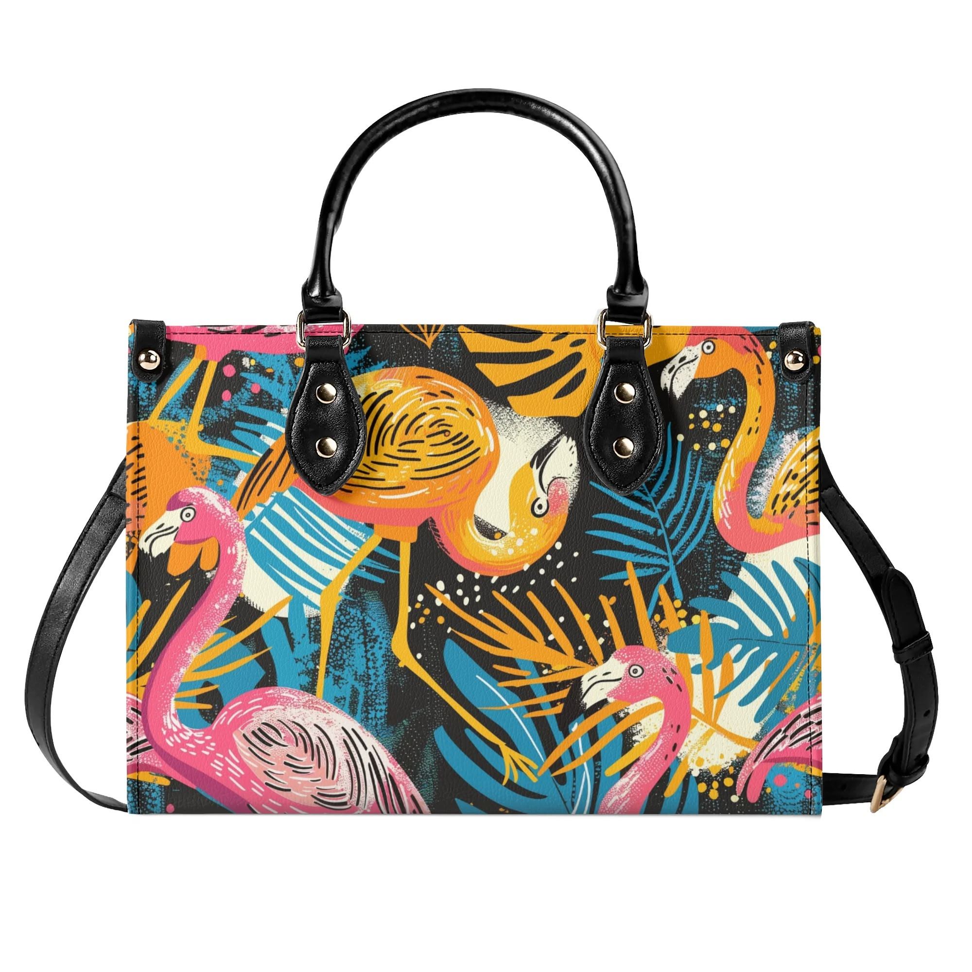Kate McEnroe New York Tropical Flamingo Mid Century Modern Satchel, Retro Vintage MCM Style HandbagHandbagsNVK6LVKW - 1