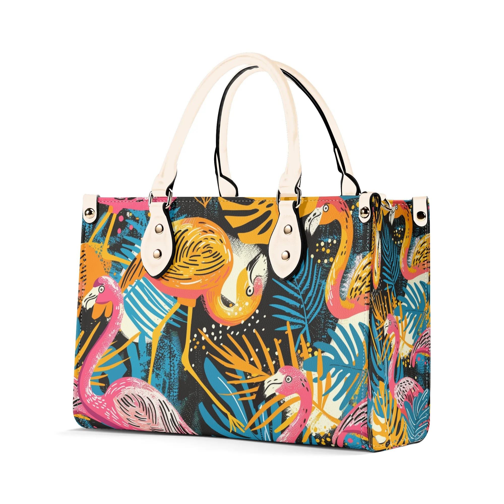 Kate McEnroe New York Tropical Flamingo Mid Century Modern Satchel, Retro Vintage MCM Style HandbagHandbagsNVK6LVKW - 1