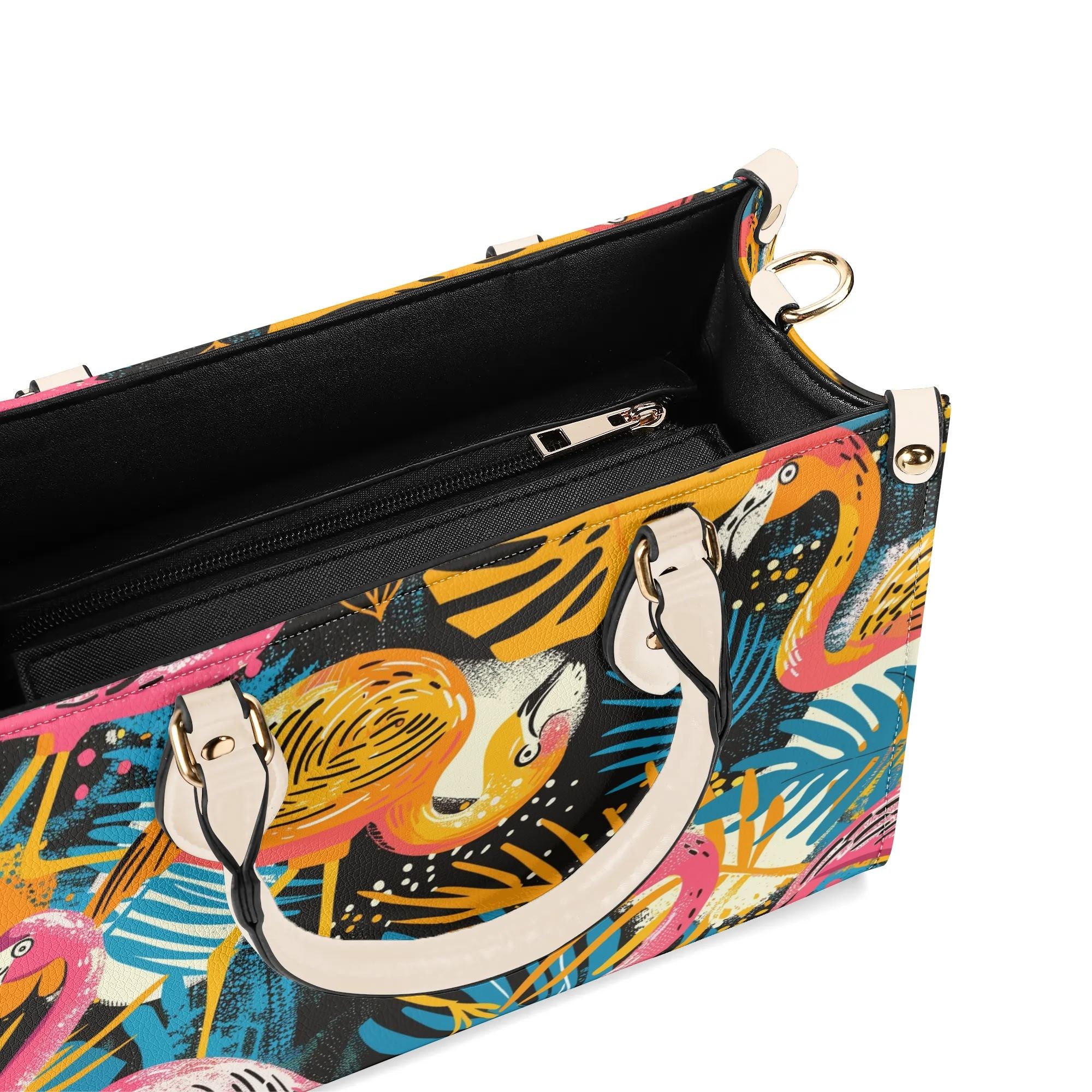 Kate McEnroe New York Tropical Flamingo Mid Century Modern Satchel, Retro Vintage MCM Style HandbagHandbagsNVK6LVKW - 4