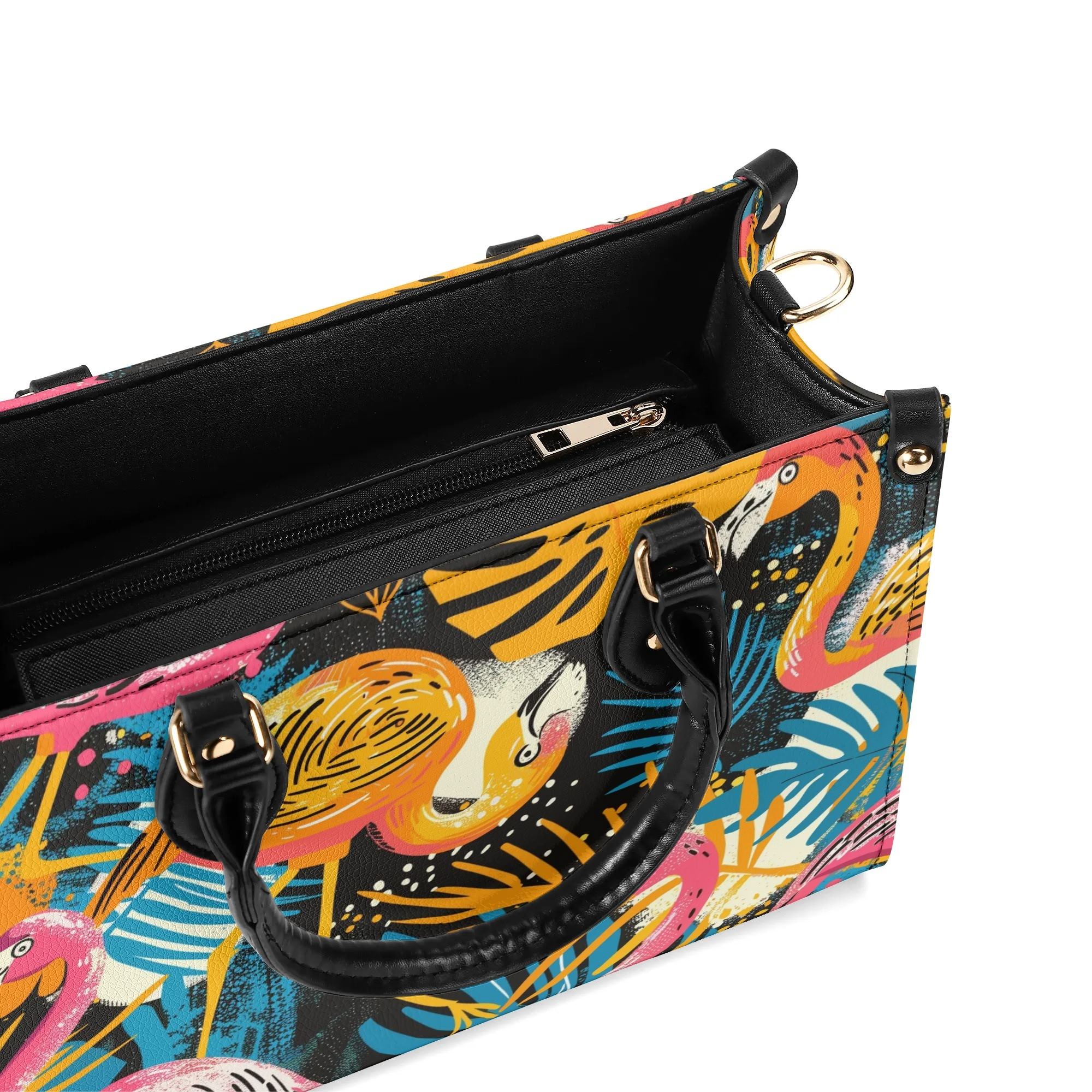 Kate McEnroe New York Tropical Flamingo Mid Century Modern Satchel, Retro Vintage MCM Style HandbagHandbagsNVK6LVKW - 4