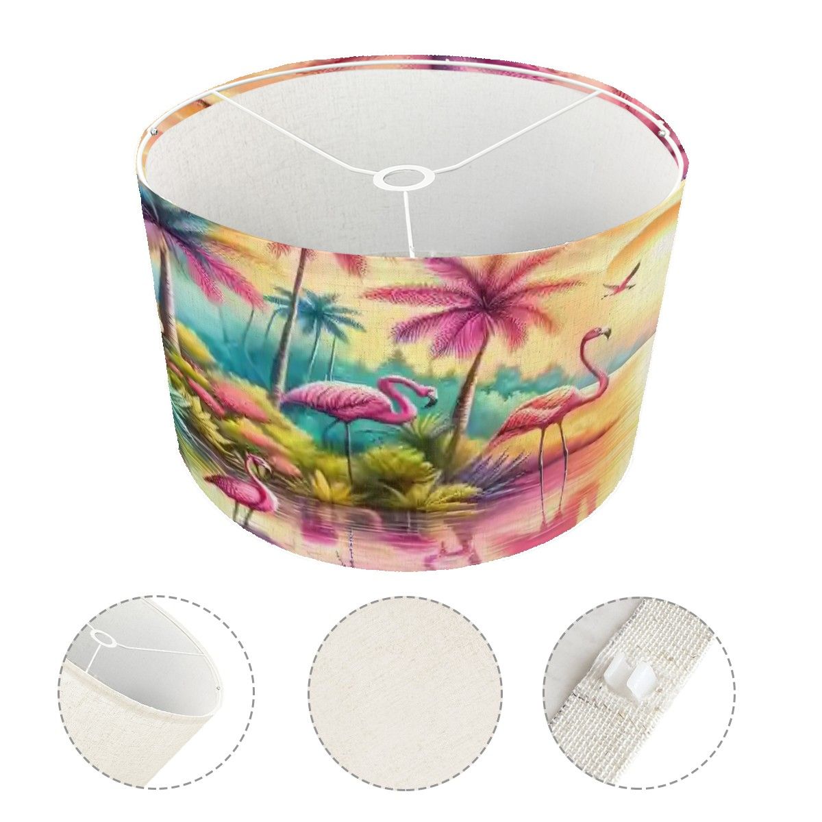 Kate McEnroe New York Tropical Flamingo Paradise Palm Tree Sunset Retro Drum LampshadeLamp ShadesRDpqo0sWc0