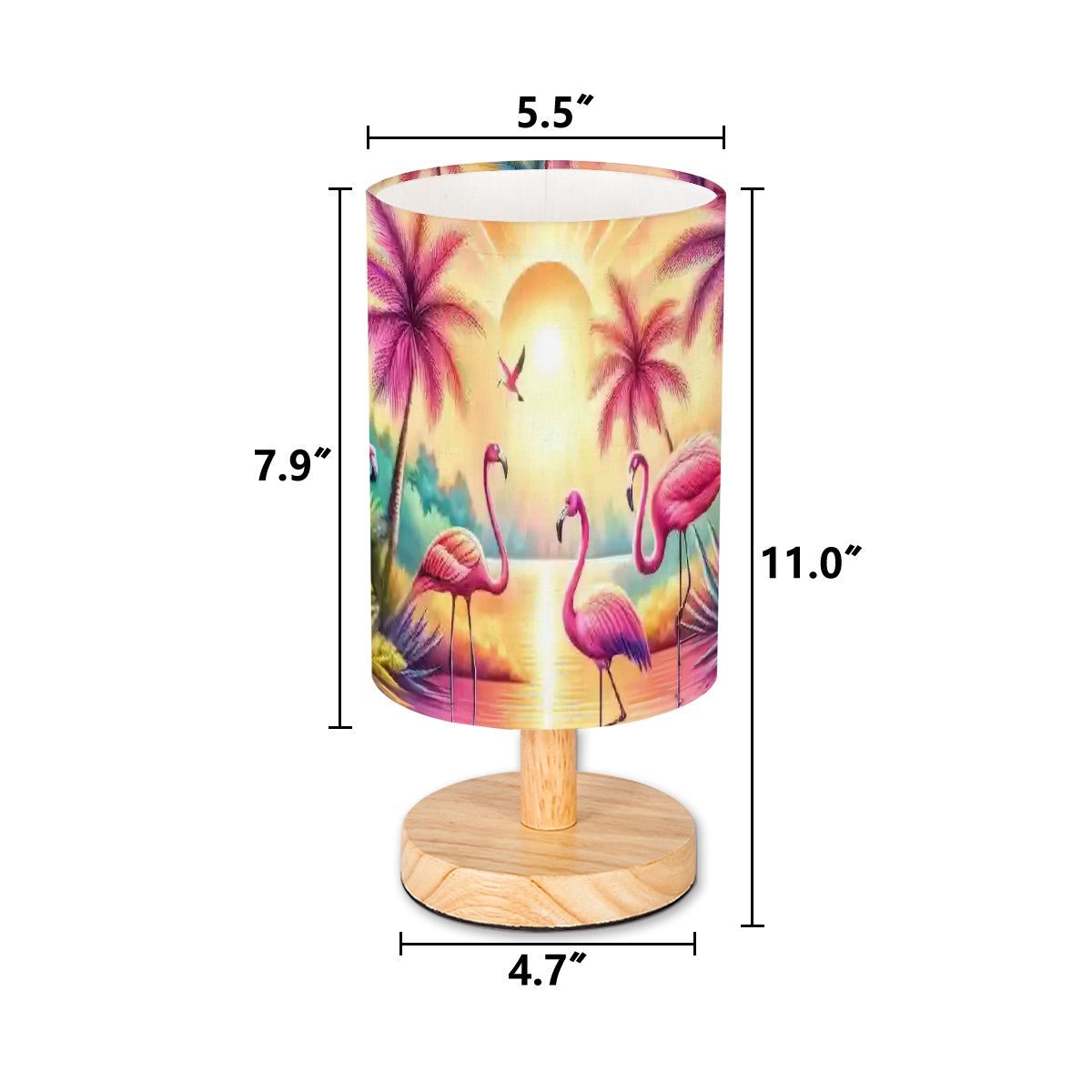 Kate McEnroe New York Tropical Flamingo Round Table Lamp, Retro Sunset Palm Tree Accent Lighting, Coastal Kitsch Bird DecorTable LampsAVYZ8UPz5q