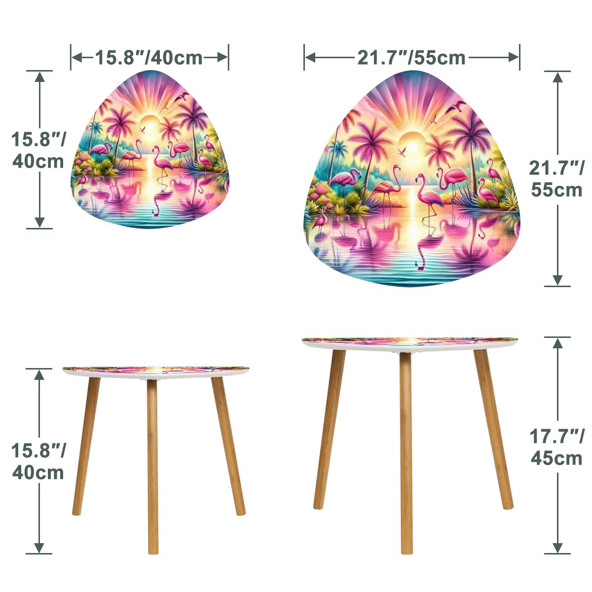 Kate McEnroe New York Tropical Flamingo Sunset Nesting Tables, Retro Coastal Living Room Accent, Mid Mod Beachy Coffee Table SetNesting TablesnxPLMqSOxXyNC