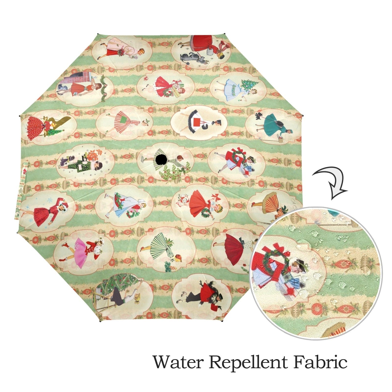 Kate McEnroe New York Vintage 1950s Housewives Christmas Semi - Automatic Foldable UmbrellaUmbrellasD2842158