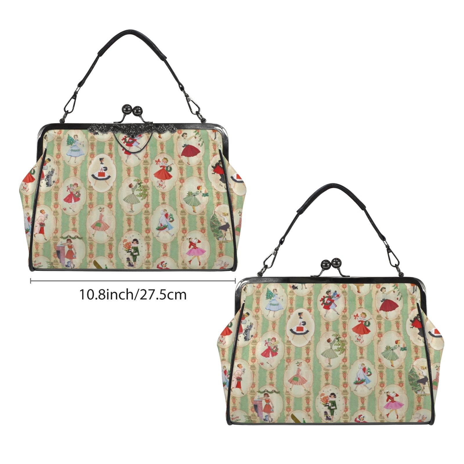 Kate McEnroe New York Vintage 50s Kitsch Christmas Kisslock Bag, Mid Century Retro Holiday PurseCrossbody BagsD3194584