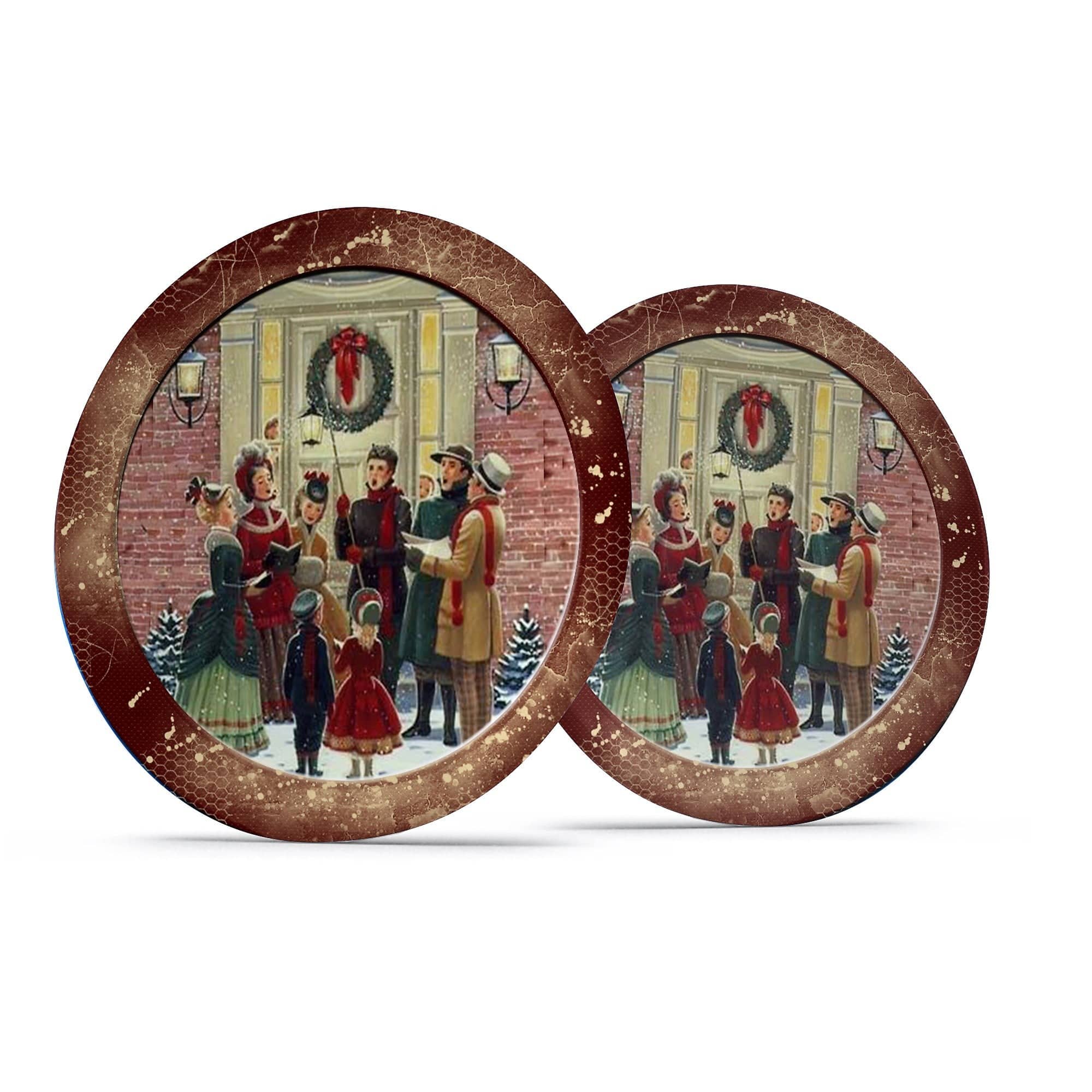 Kate McEnroe New York Vintage Brown Christmas Carolers Scene Dinner PlatePlates9820TWO