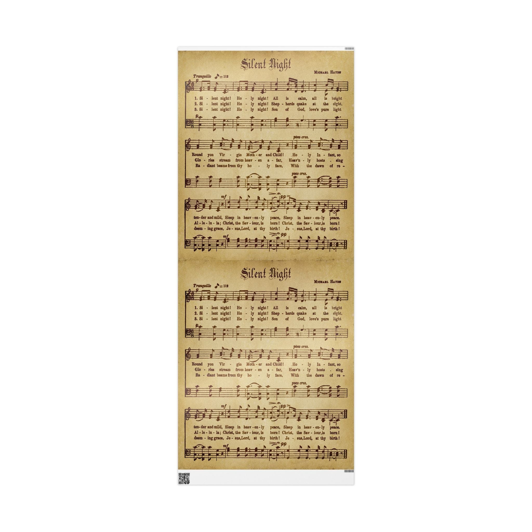 Kate McEnroe New York Vintage Christmas Carol Silent Night Sheet Music Gift WrapWrapping Paper11767127957398835958