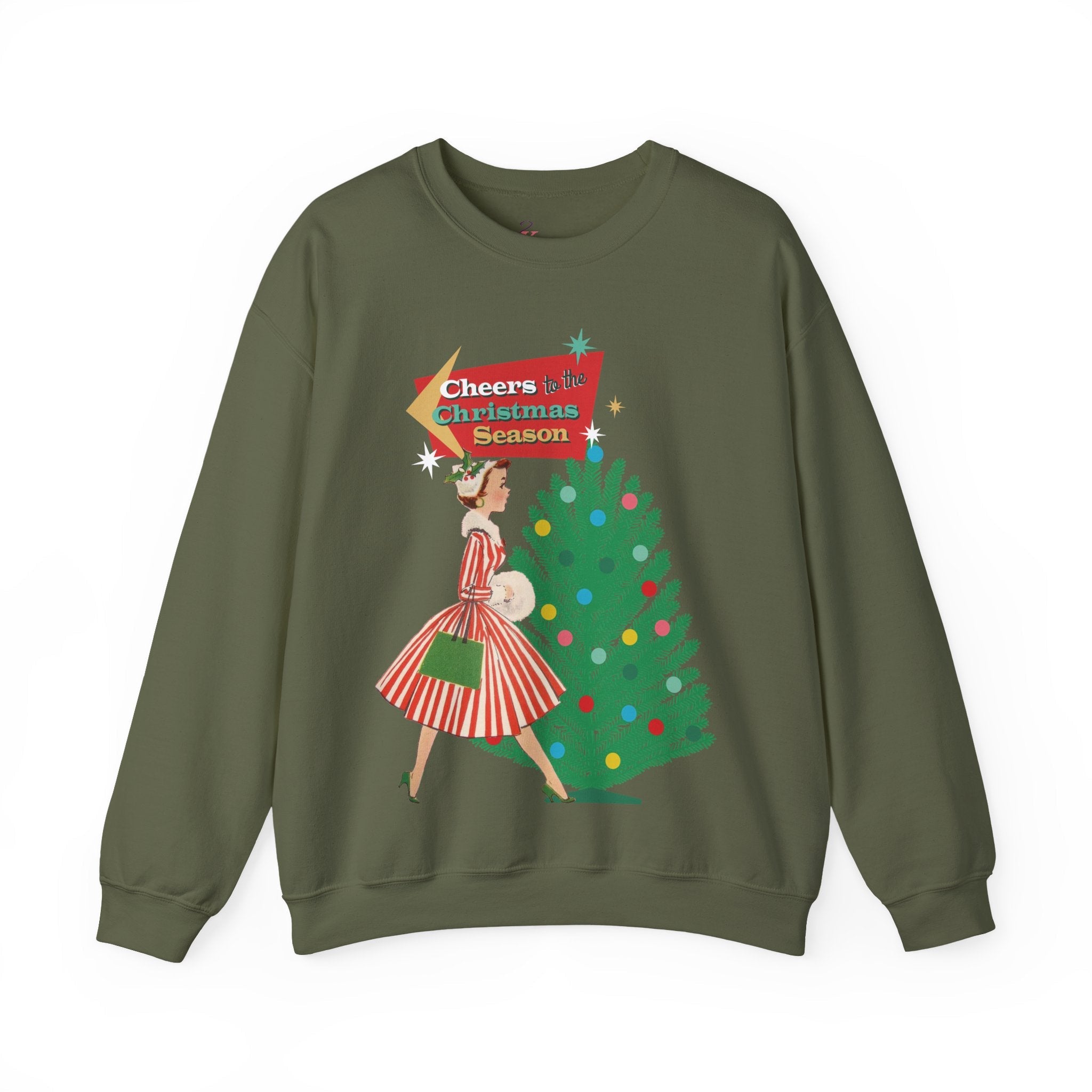 Kate McEnroe New York Vintage Holiday Cheer Sweatshirt, Retro 50s Kitsch Christmas PulloverSweatshirts33817042298769528194