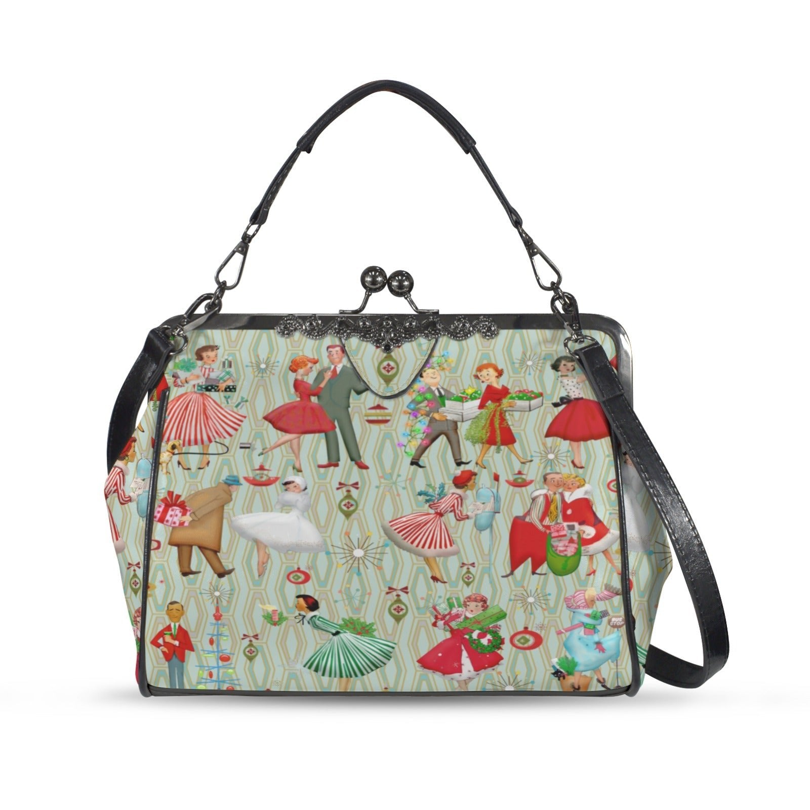 Kate McEnroe New York Vintage Kitsch Christmas Mid Century Modern 1950s Retro Kisslock BagCrossbody BagsD3194578