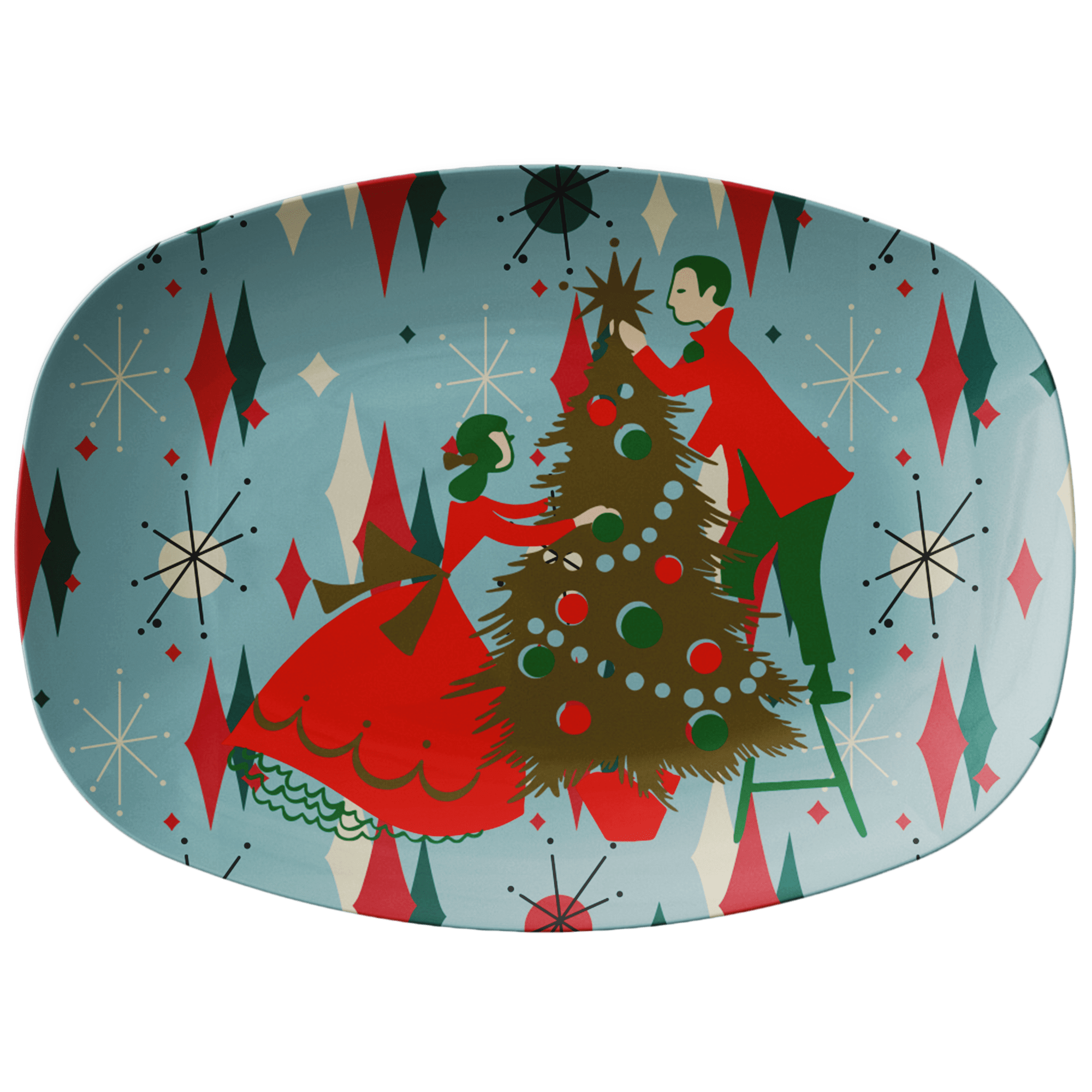Kate McEnroe New York Vintage Kitsch Christmas Platter Mid Century Modern Holiday DinnerwareServing PlattersVKP - 003