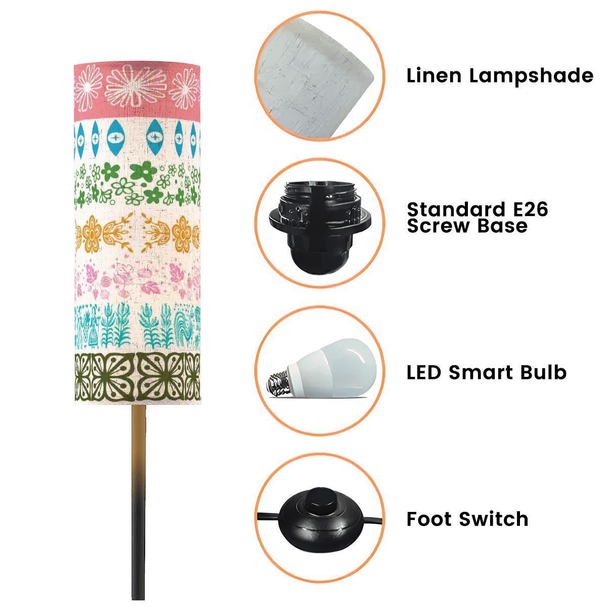 Kate McEnroe New York Vintage Pyrex Medley Floor Lamp, Mid Century Modern Tall Light, Retro Kitchen Collectible Home AccentFloor Lamps5PncMQf1a7