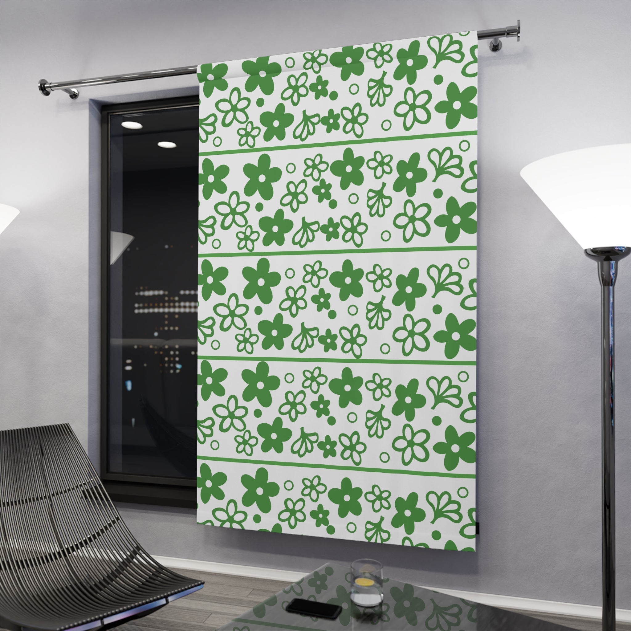 Kate McEnroe New York Vintage Pyrex Spring Blossom Blackout Curtains, Crazy Daisy Mid Century Window PanelsWindow Curtains22667369216671079067