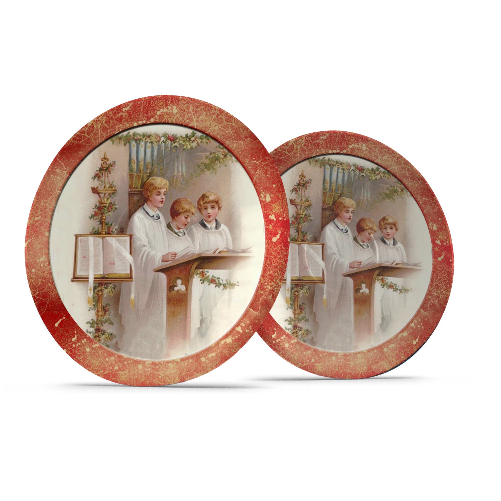 Kate McEnroe New York Vintage Red Christmas Carolers Scene Dinner PlatePlates9820TWO