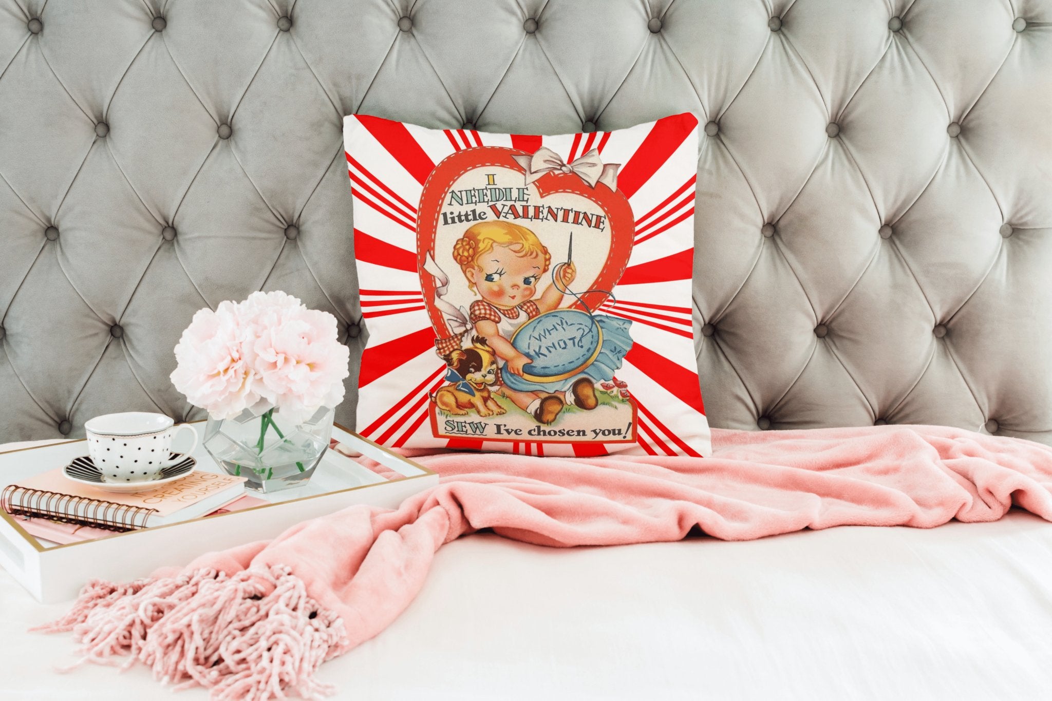 Kate McEnroe New York Vintage Retro Funny Sewing Valentine Throw Pillow CoverThrow Pillow Covers12511246250839546437