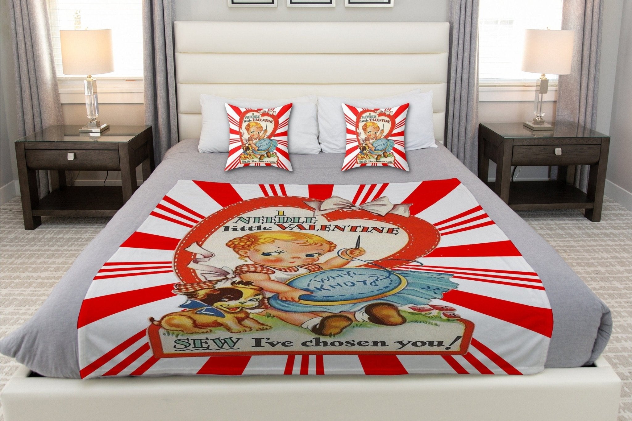 Kate McEnroe New York Vintage Retro Funny Sewing Valentine Throw Pillow CoverThrow Pillow Covers12511246250839546437