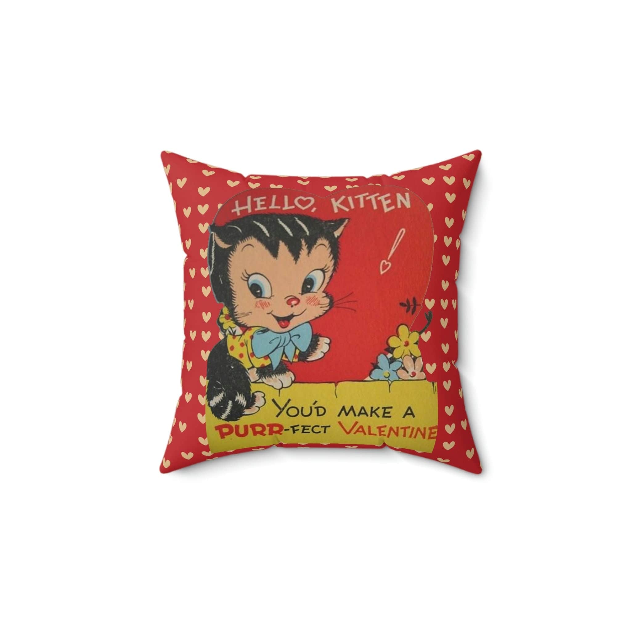 Kate McEnroe New York Vintage Retro Kitschy Kitty Valentine Throw Pillow CoverThrow Pillow Covers25842108731806235608