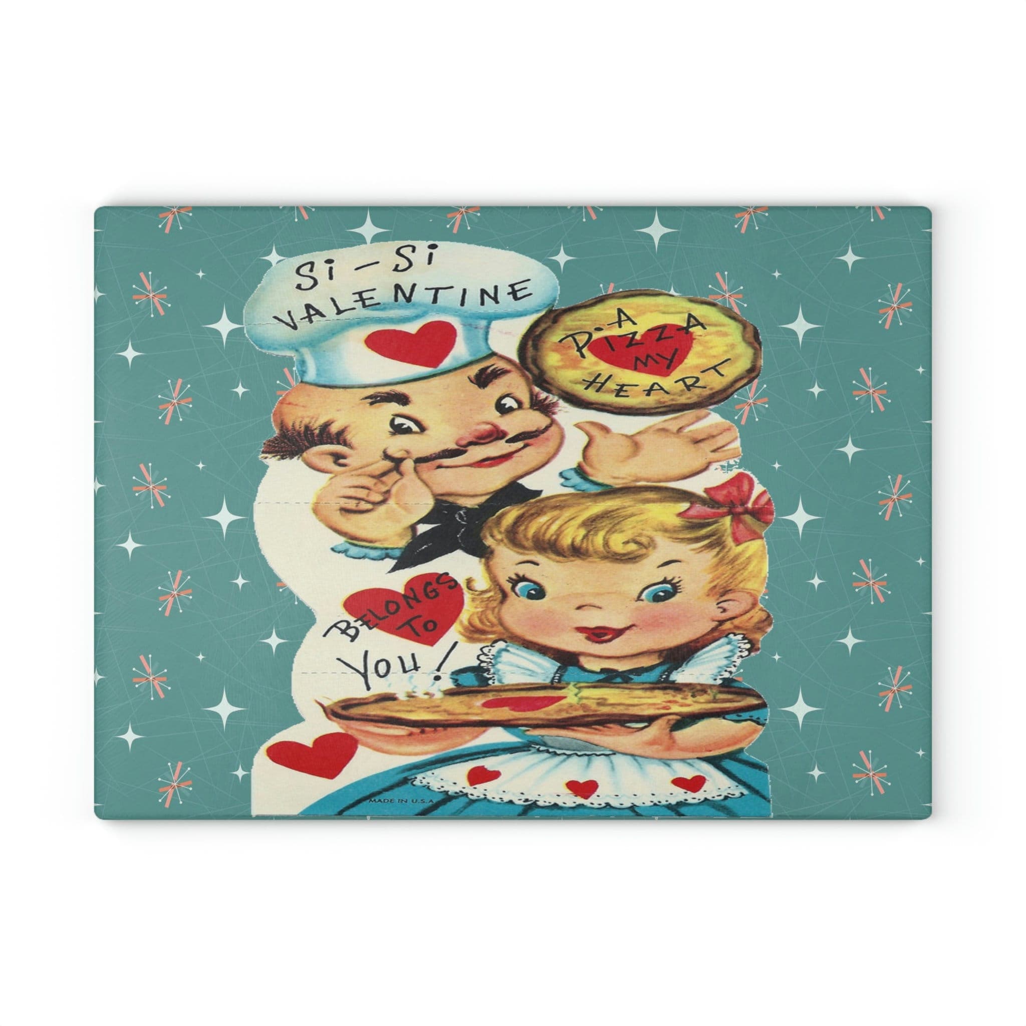 Kate McEnroe New York Vintage Retro Valentine Kitsch Glass Cutting BoardCutting Boards12716038983201539151