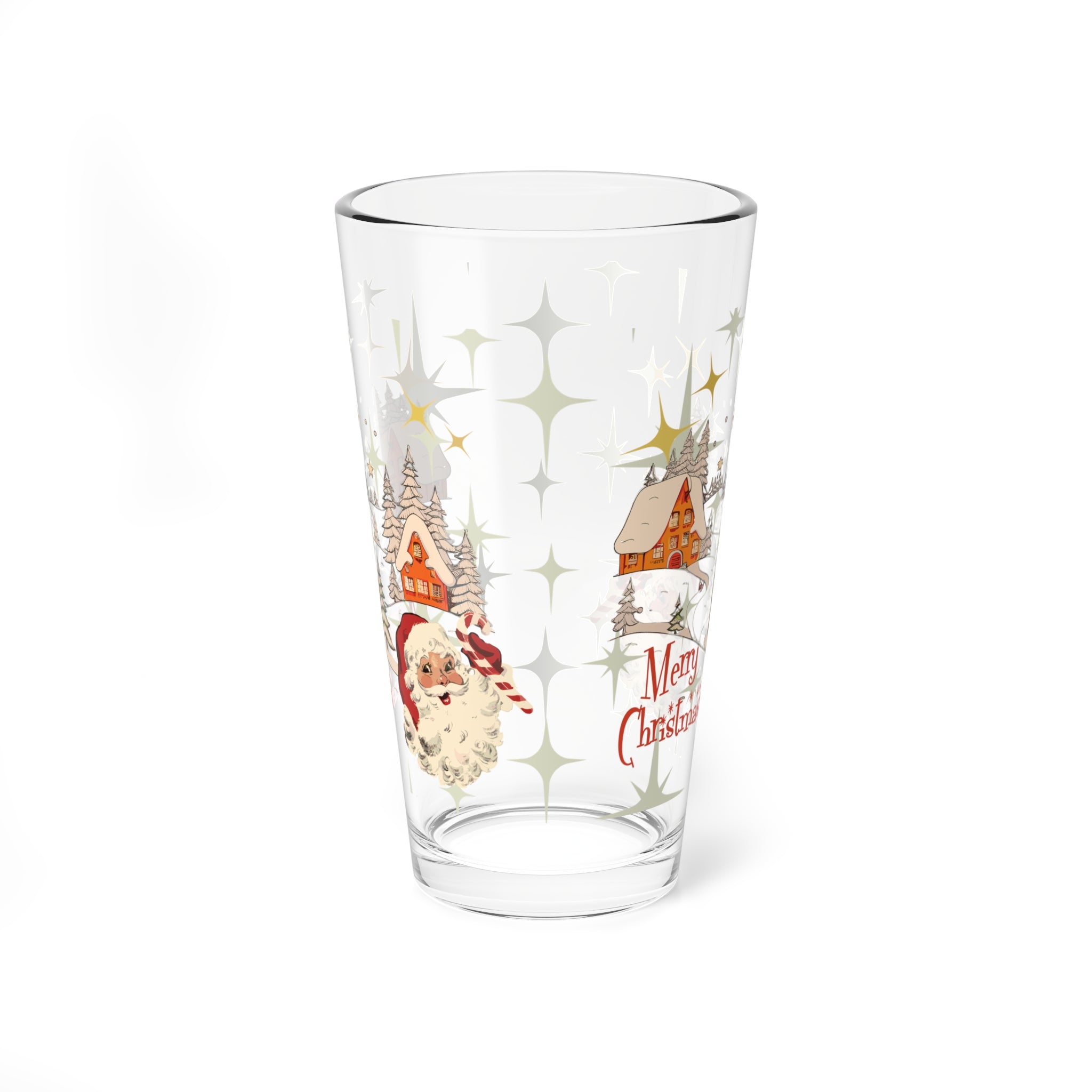 Kate McEnroe New York Vintage Santa Nordic Christmas Pint Glass, Retro Holiday Drinkware, Mid Century Modern Snow Scene BarwarePint Glasses10845642197970166341