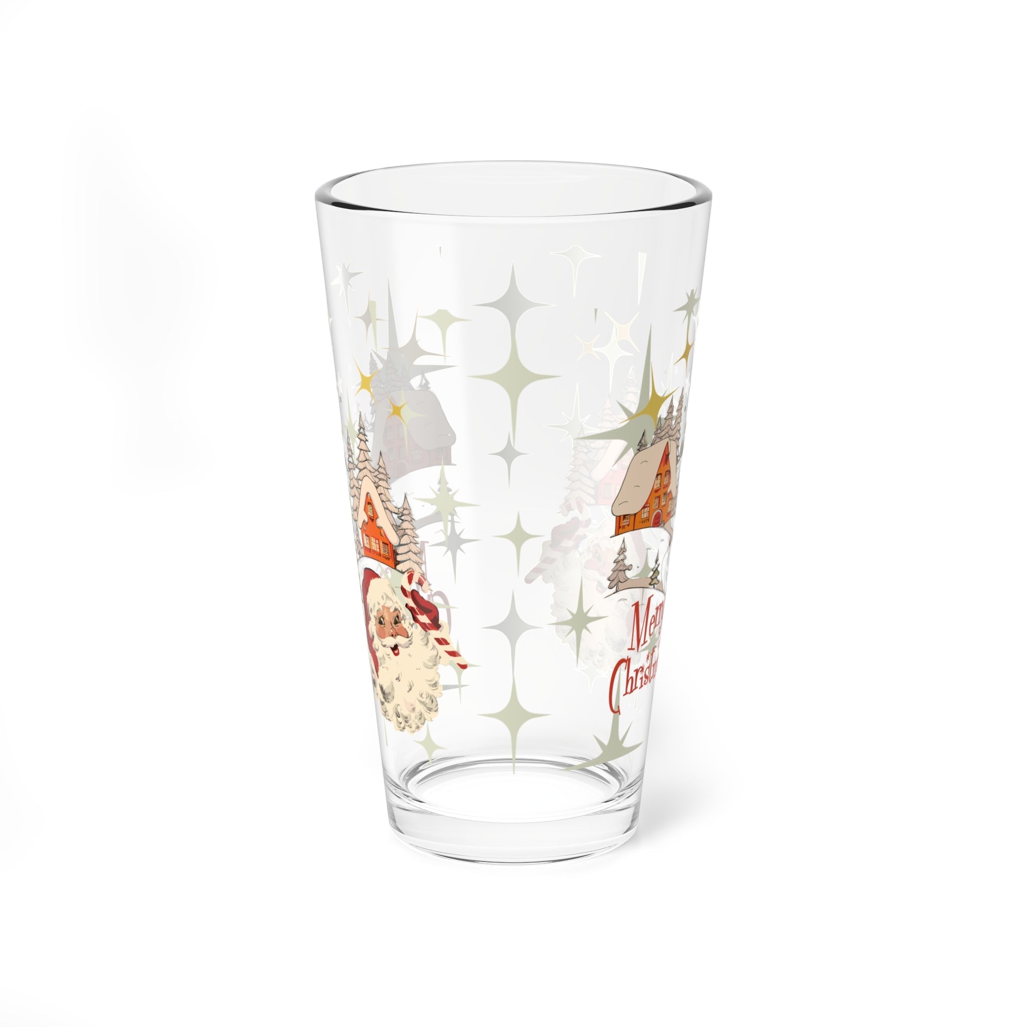 Kate McEnroe New York Vintage Santa Nordic Christmas Pint Glass, Retro Holiday Drinkware, Mid Century Modern Snow Scene BarwarePint Glasses10845642197970166341
