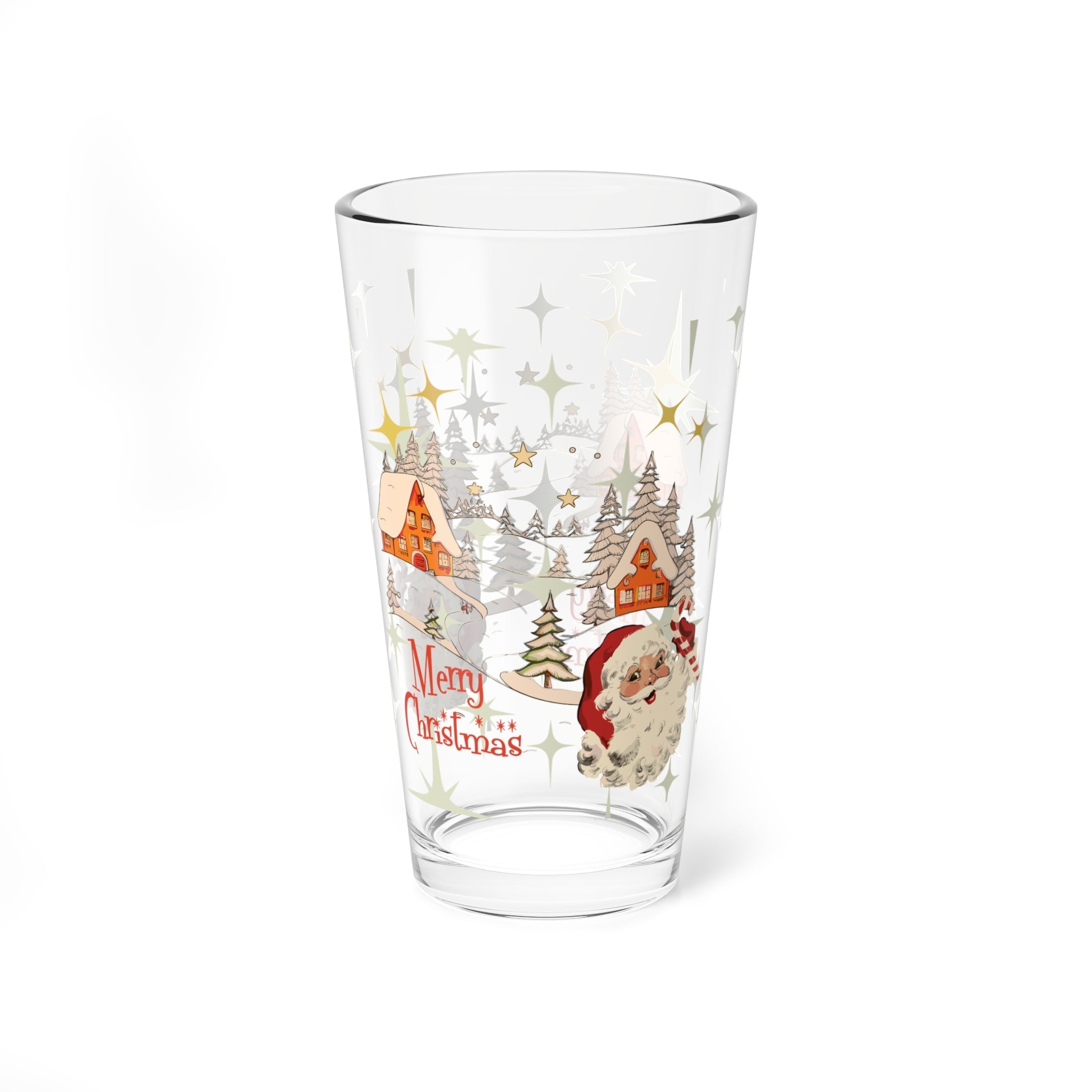Kate McEnroe New York Vintage Santa Nordic Christmas Pint Glass, Retro Holiday Drinkware, Mid Century Modern Snow Scene BarwarePint Glasses10845642197970166341