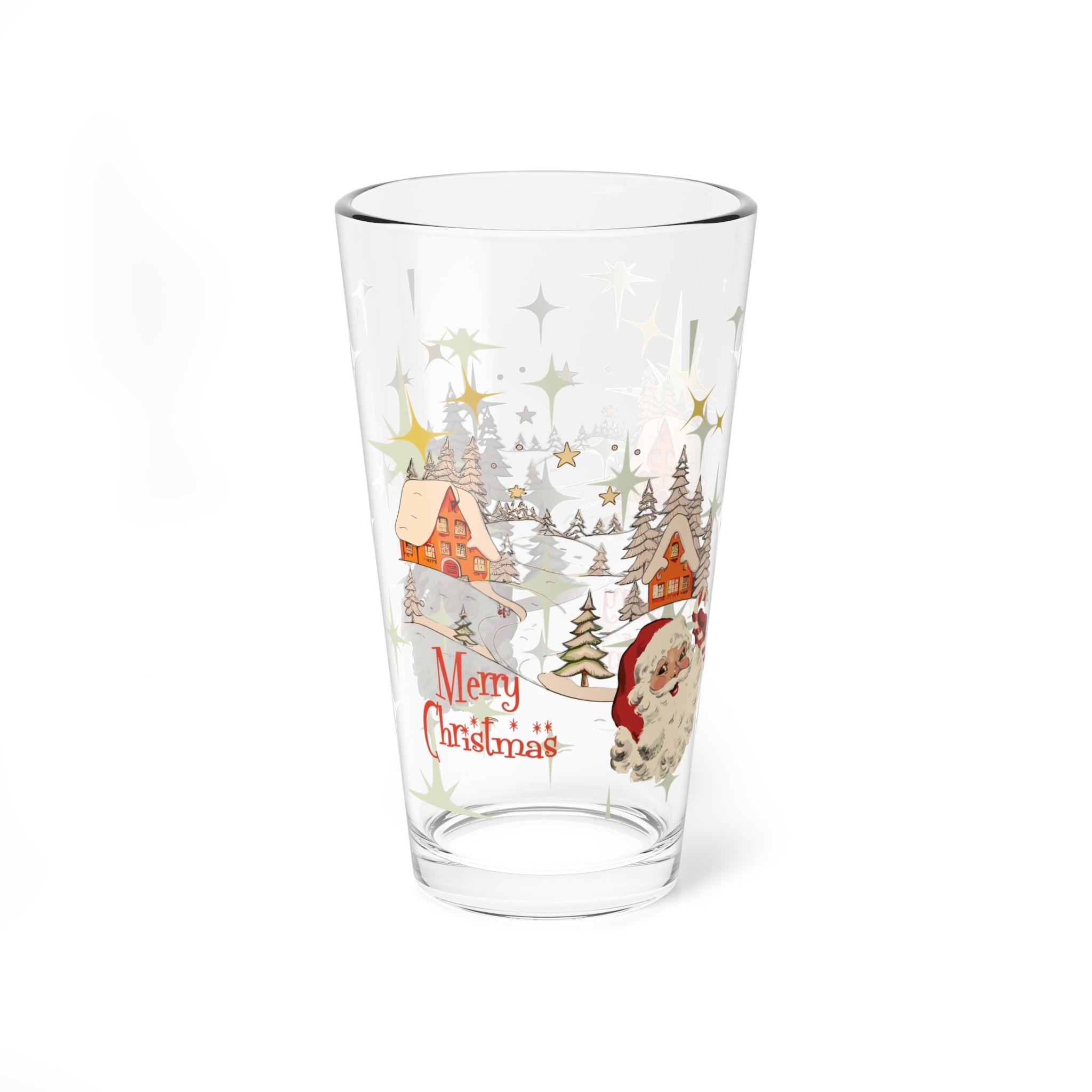 Kate McEnroe New York Vintage Santa Nordic Christmas Pint Glass, Retro Holiday Drinkware, Mid Century Modern Snow Scene BarwarePint Glasses10845642197970166341