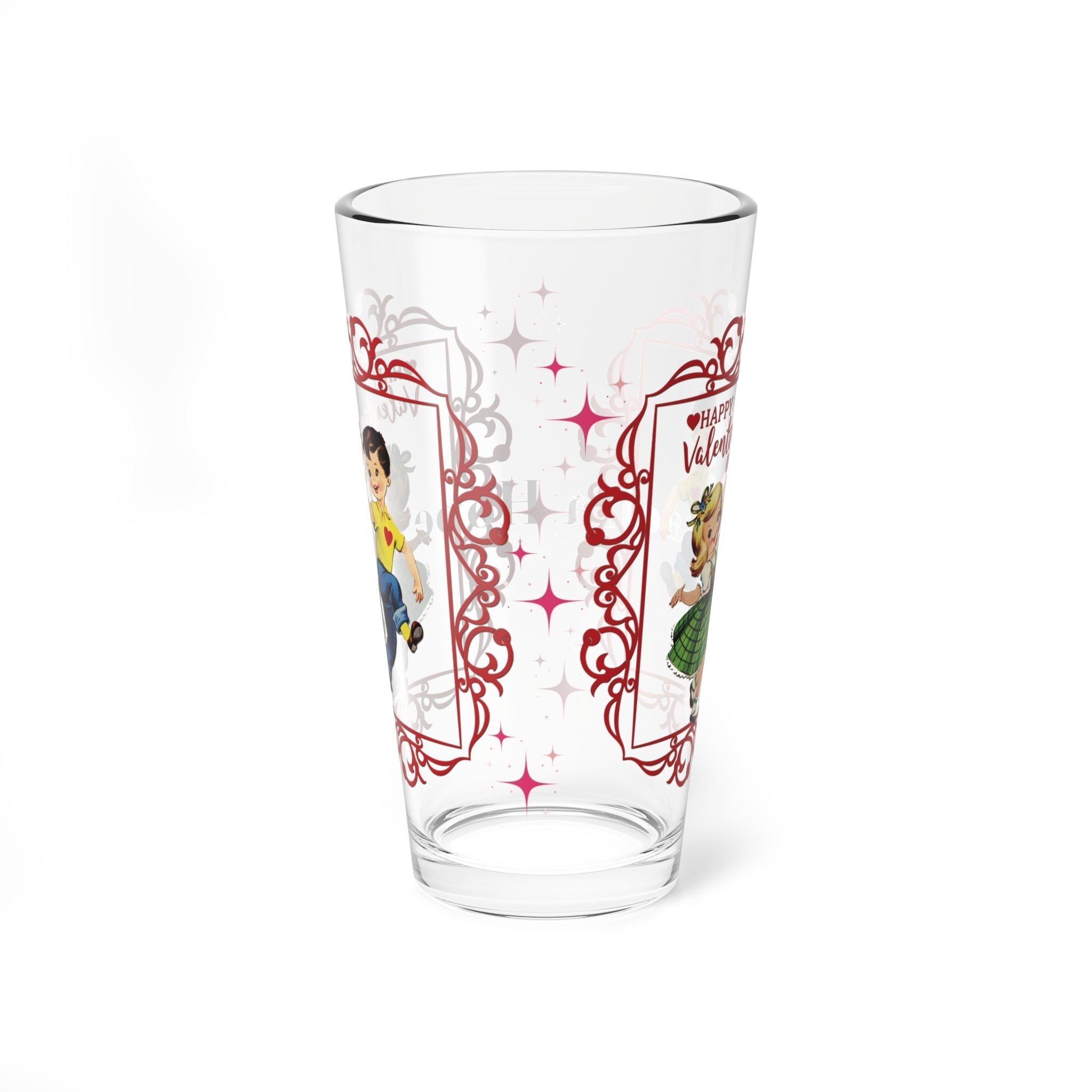 Kate McEnroe New York Vintage Valentine Pint Glass, Mid Century Modern Retro Kitschy Boy Girl Dancing, 1950s Romantic BarwarePint Glasses15268485564764585366