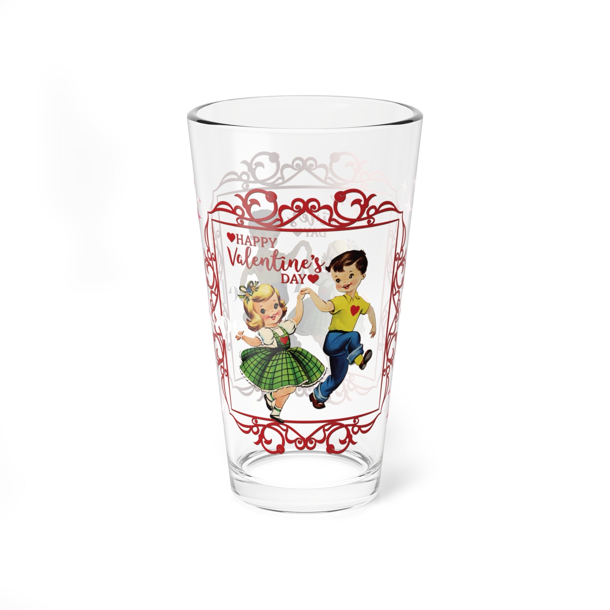 Kate McEnroe New York Vintage Valentine Pint Glass, Mid Century Modern Retro Kitschy Boy Girl Dancing, 1950s Romantic BarwarePint Glasses15268485564764585366