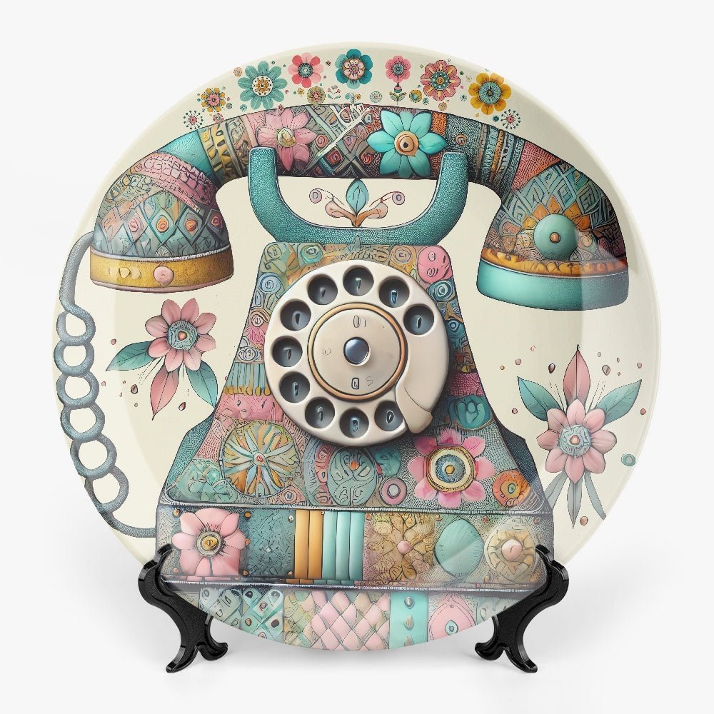 Kate McEnroe New York Whimsical Vintage Rotary Phone Decorative Wall Plate, Mid Century Modern Retro Home AccentDecorative Plates14tntgg8_001
