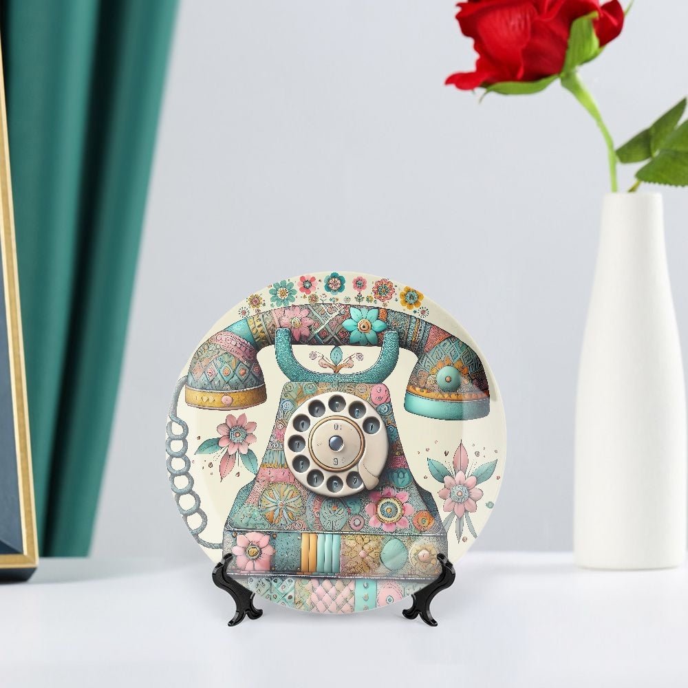 Kate McEnroe New York Whimsical Vintage Rotary Phone Decorative Wall Plate, Mid Century Modern Retro Home AccentDecorative Plates14tntgg8_001